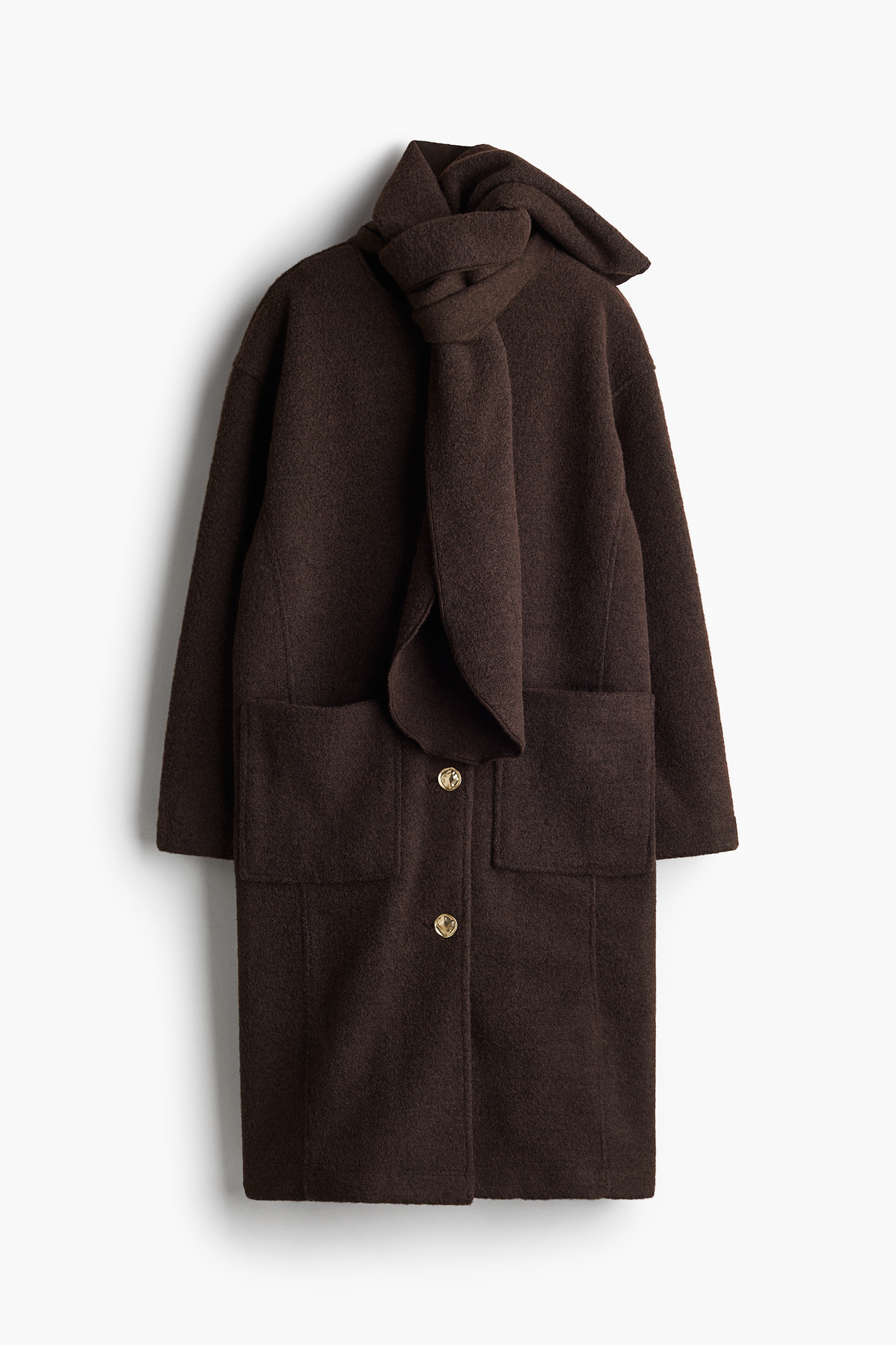 スカーフディテールコート - ダークブラウン - レディース | H&M JP