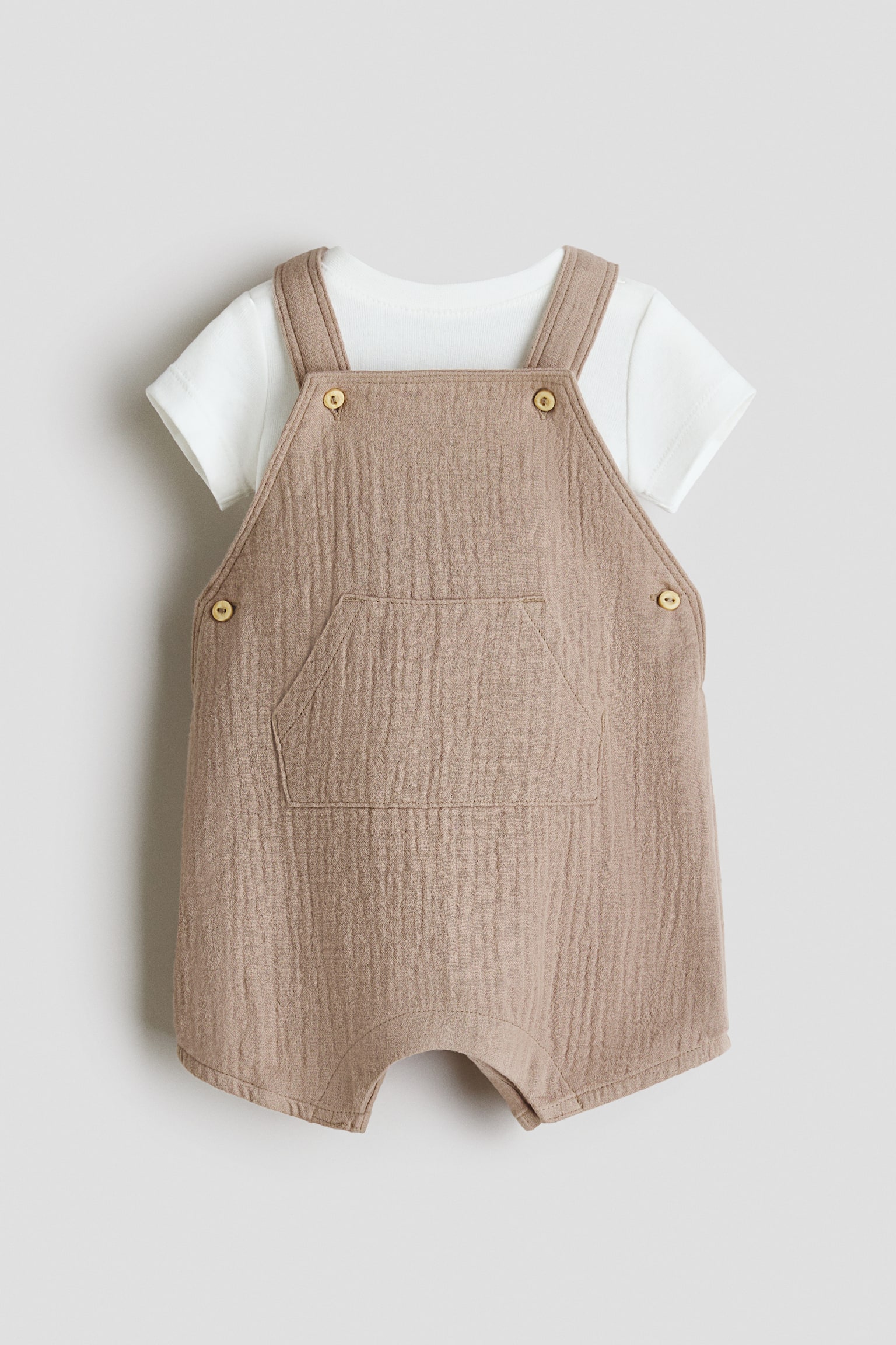 2-piece cotton set - Beige/White/Light blue/White/Light denim blue/White/Dark grey/White - 1