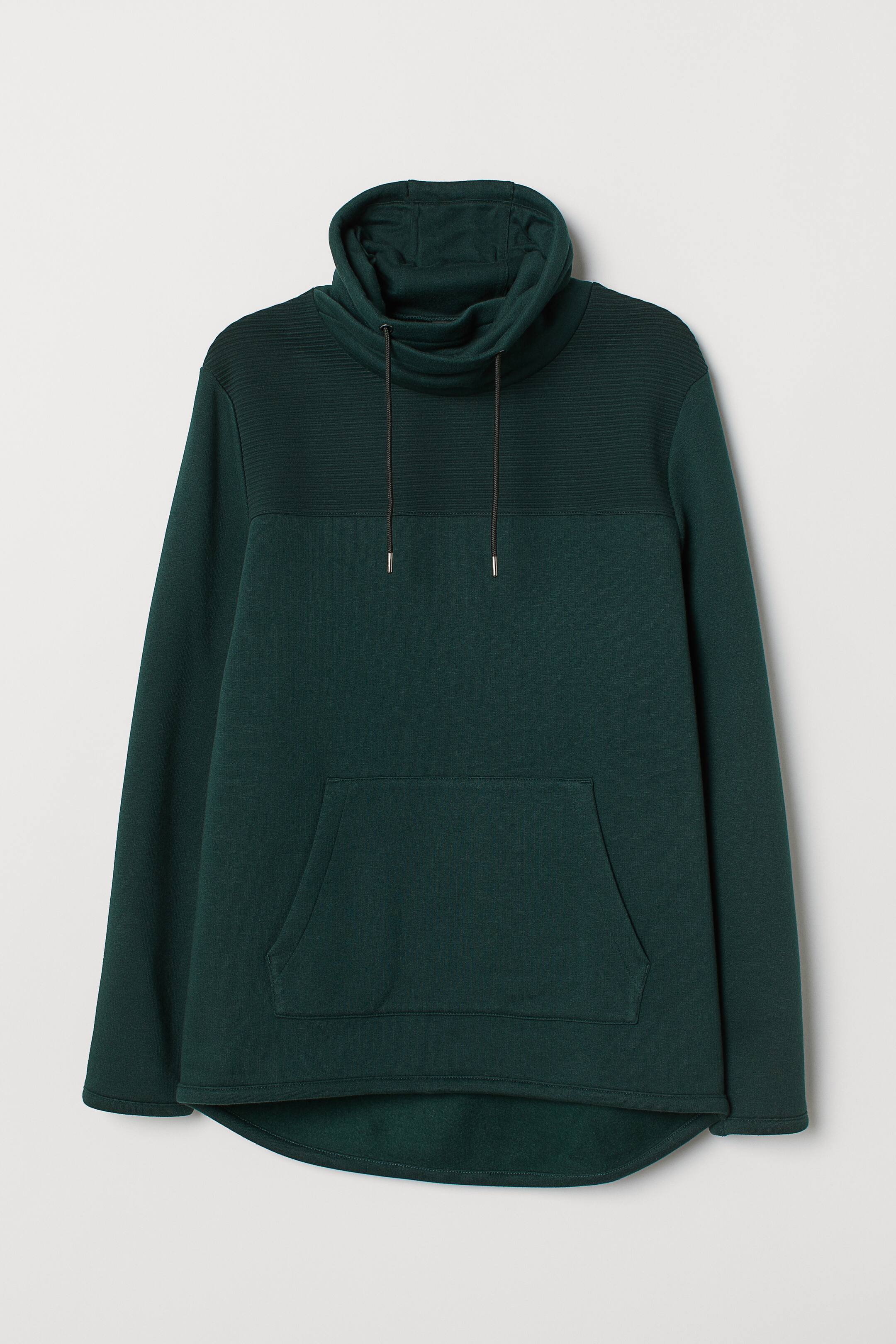View larger image: Funnel-collar sweatshirt - Dark green - Men | H&M 1