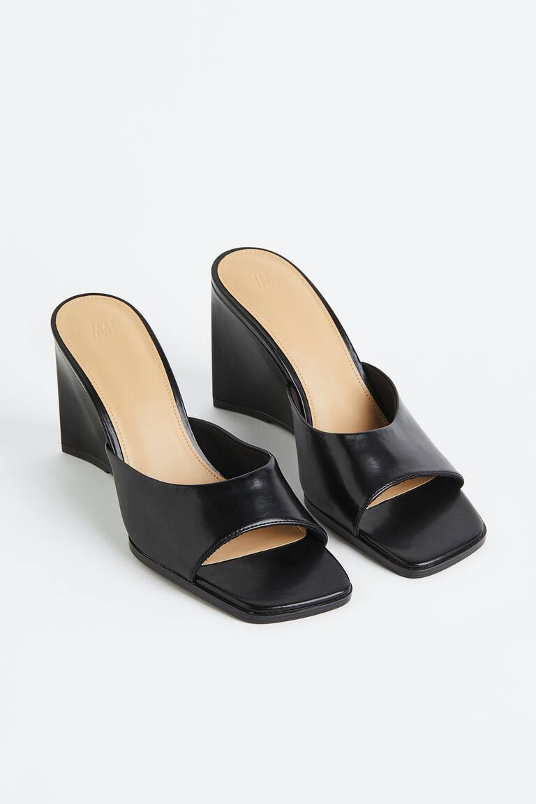 H&m Mule Tacon Negro Calzado Mules CuÃ±a Mujer Mules Con Cuña