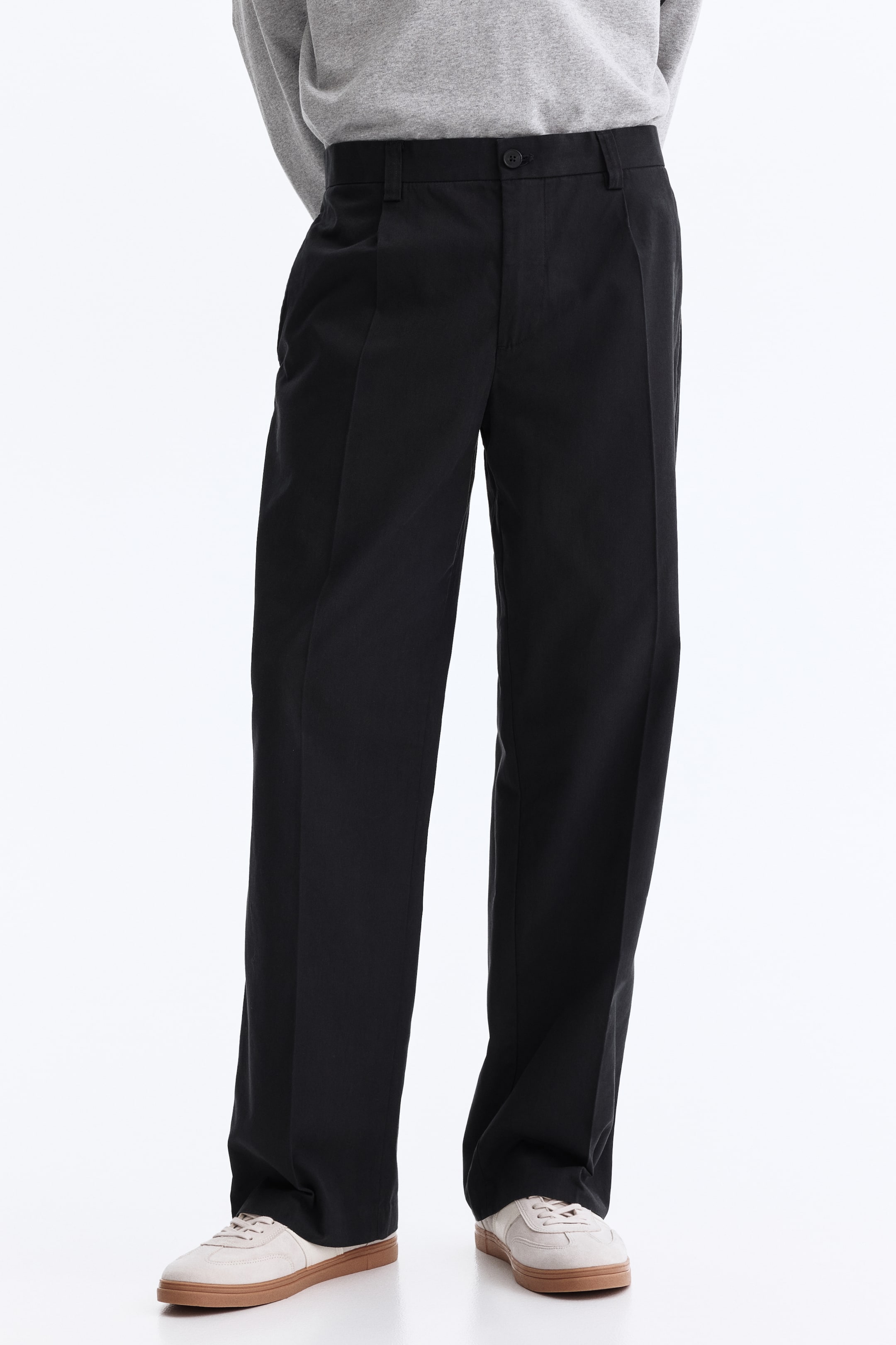 Мужские брюки H&M Relaxed-Fit Cotton and Lyocell Tailored Pants — фото 5