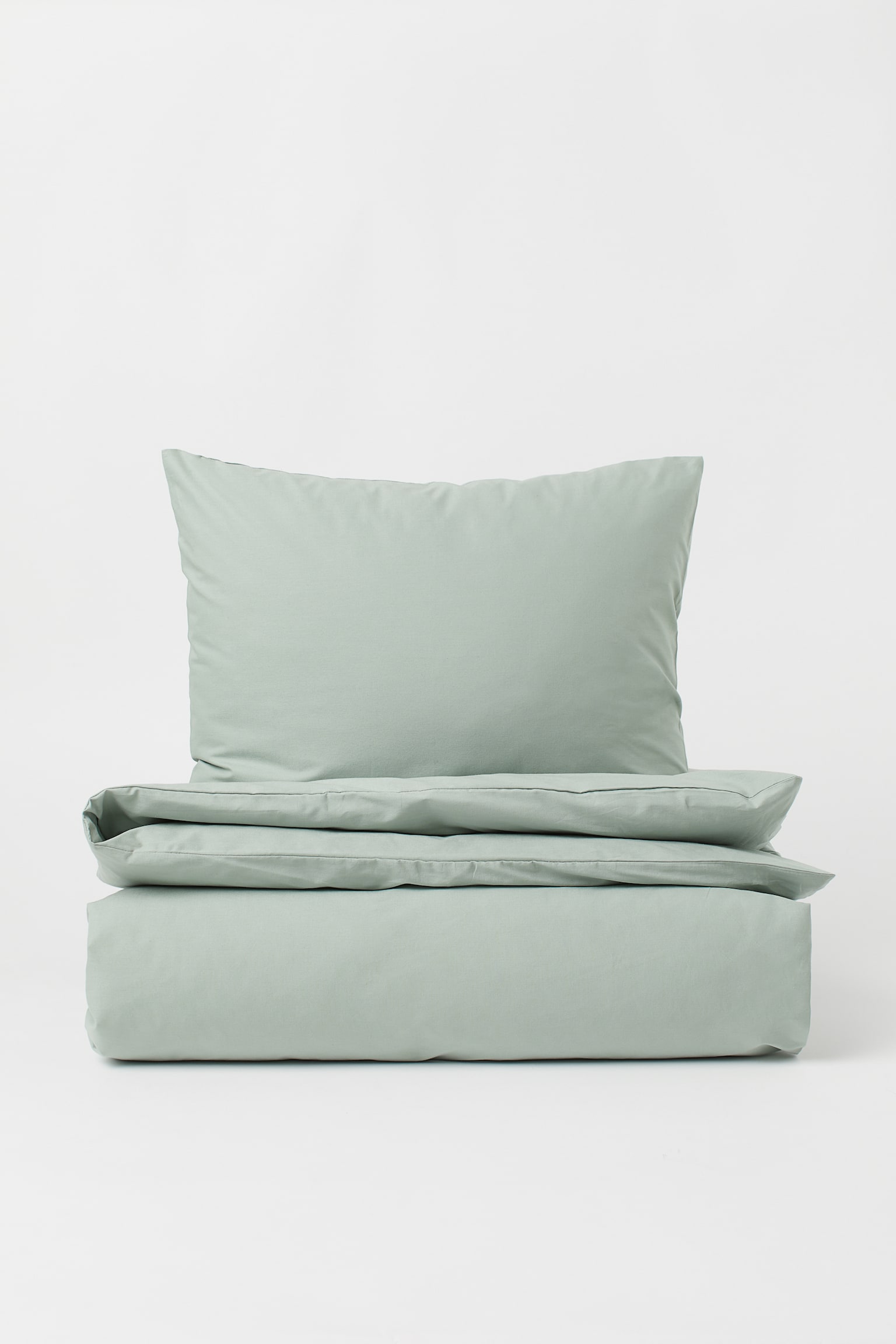 Cotton single duvet cover set - Sage green/Dark brown/Greige/Dark green/Light beige/White/Pigeon blue - 5