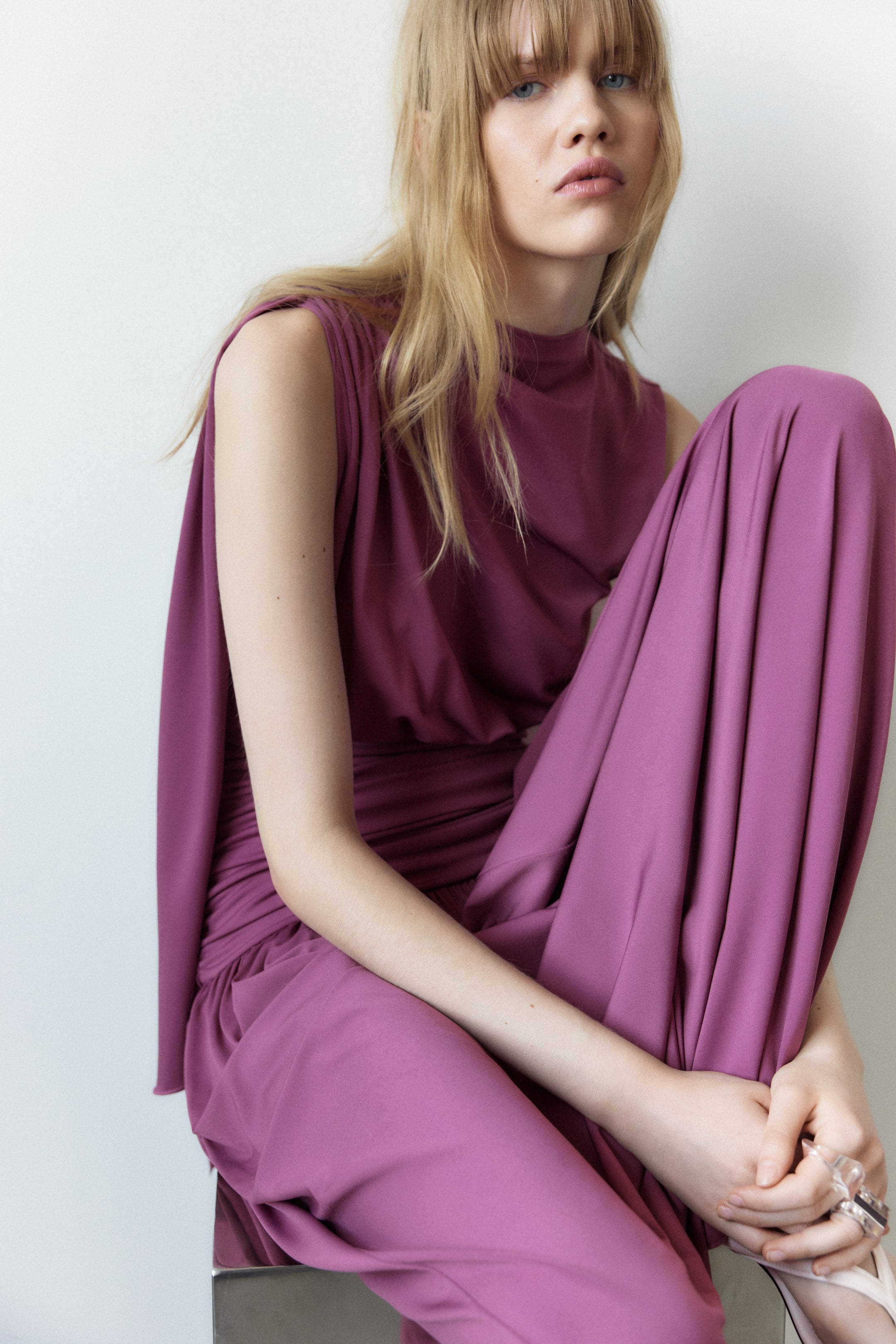 Robe en jersey à effet drapé