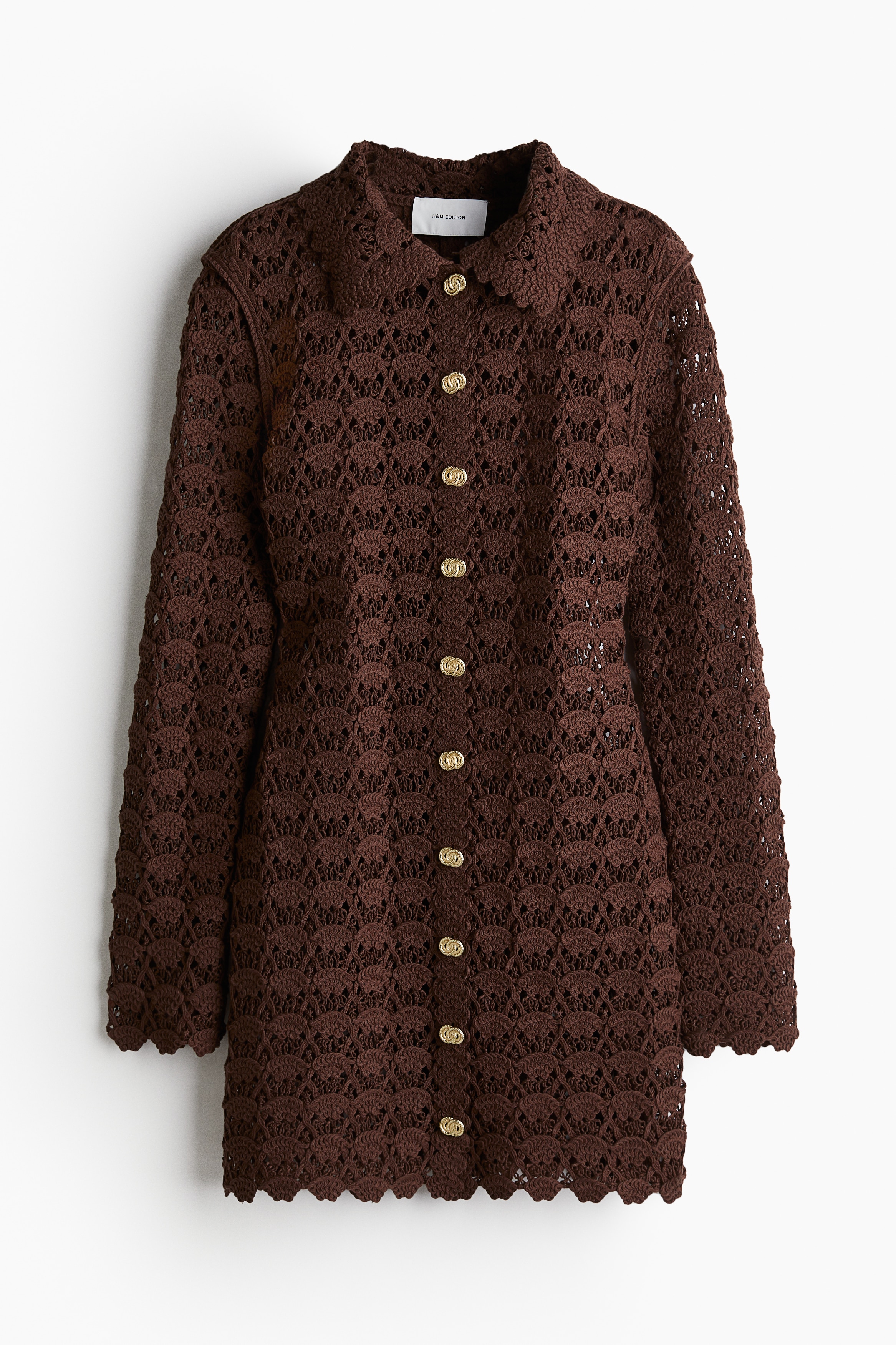 Crochet Look Dress - Dark brown