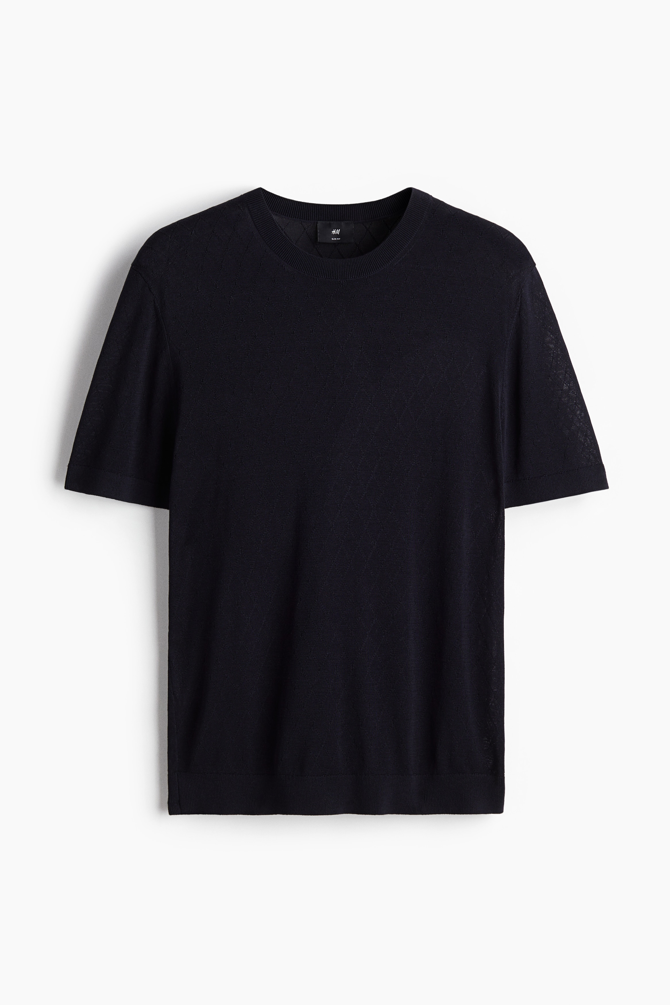 Slim Fit Knit Tee - Navy blue/Blue