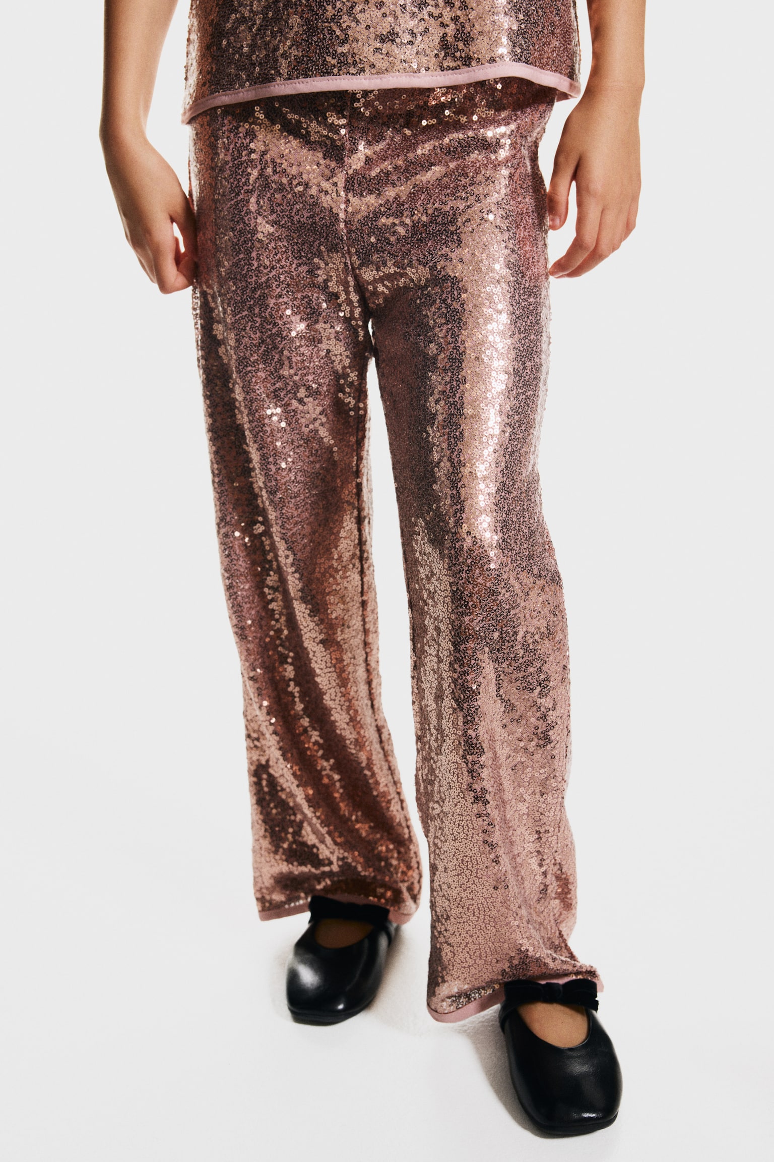 מכנסיים עם פאייטים - ורוד/שחור - 3