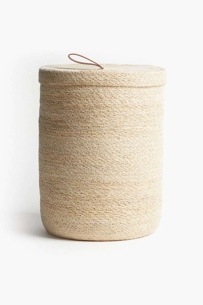 Panier à linge en jonc de mer - Beige clair - 1