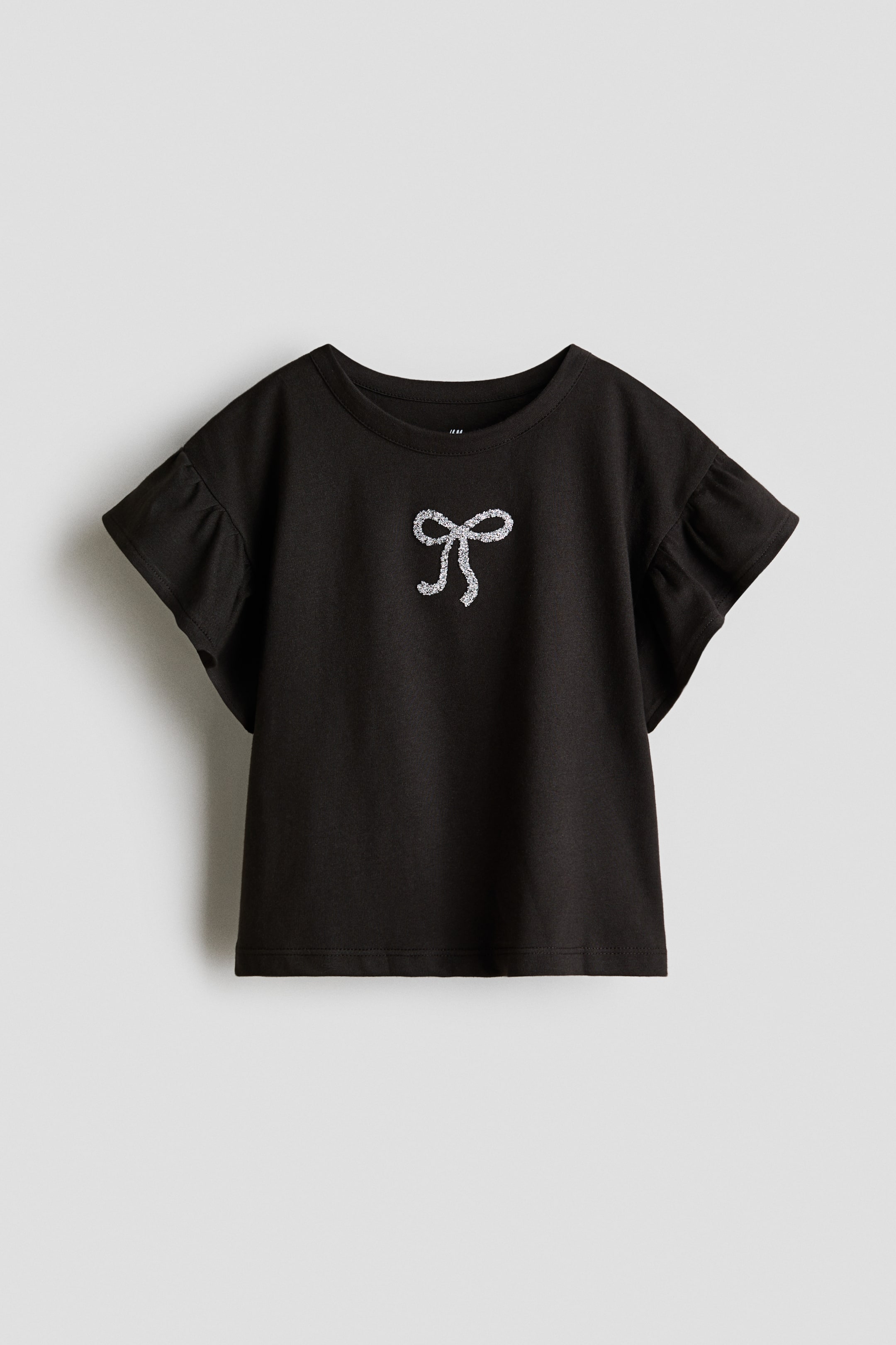 View larger image: Motif-detail cotton top - Black/Bow - Kids | H&M GB 1