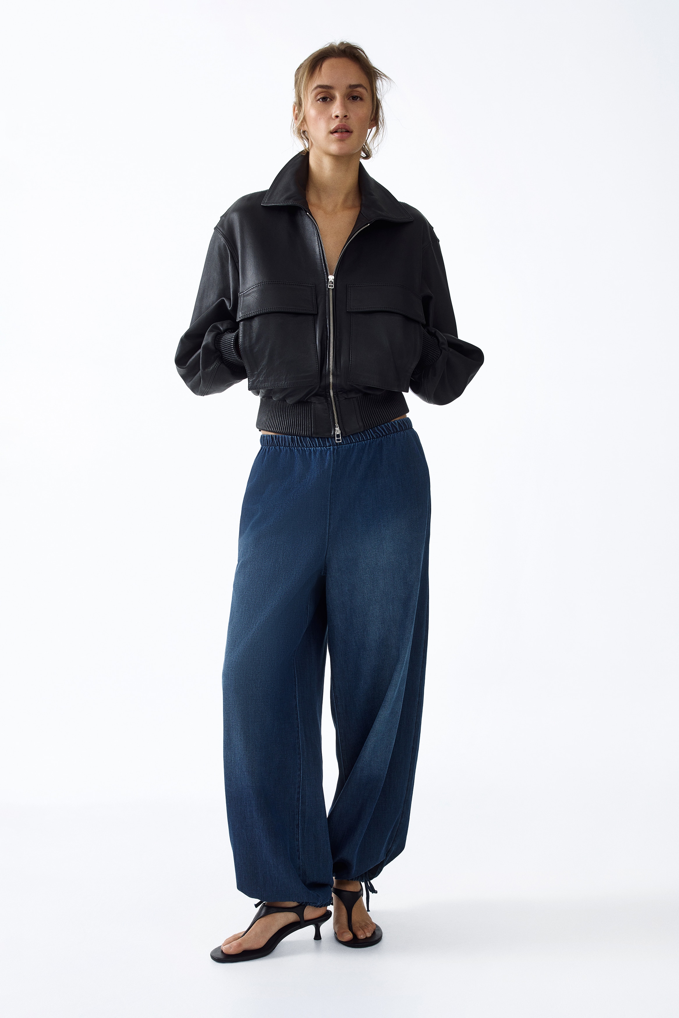 Women's Light denim blue Balloon-Leg Denim Pants | H&M CA