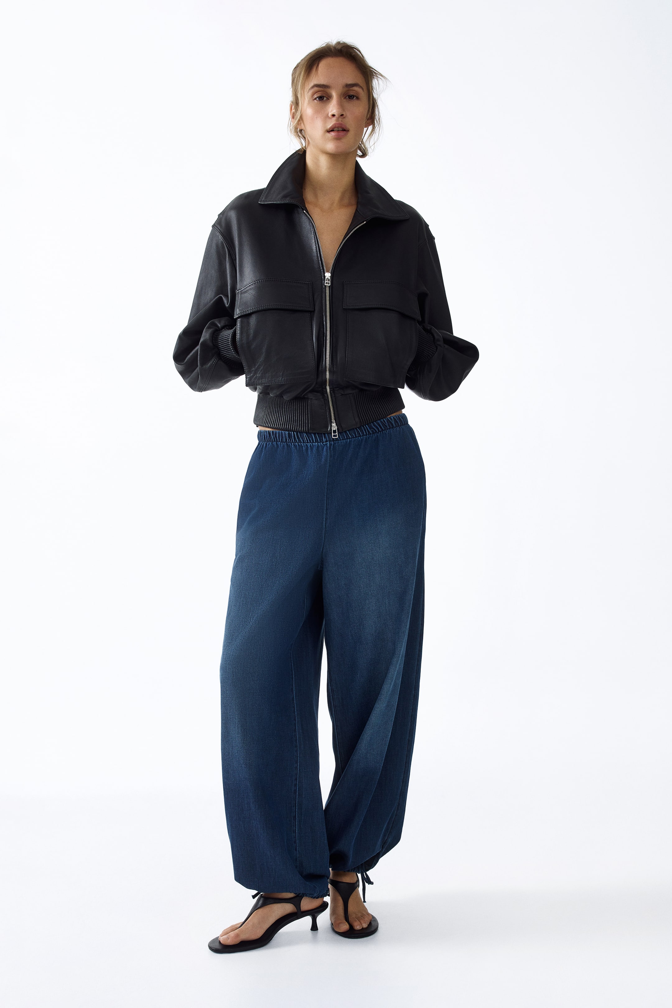 Balloon-Leg Denim Pants