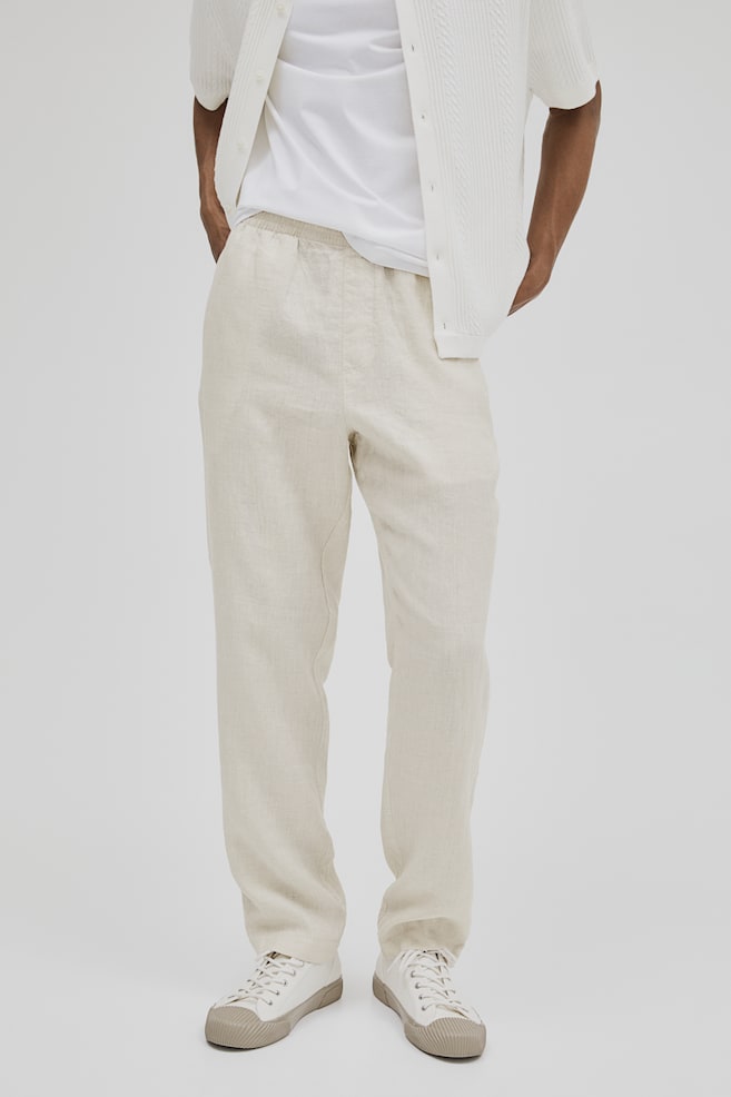 Pantalon en lin Regular Fit - Crème/Beige clair/Noir/Beige clair/dc/dc - 3