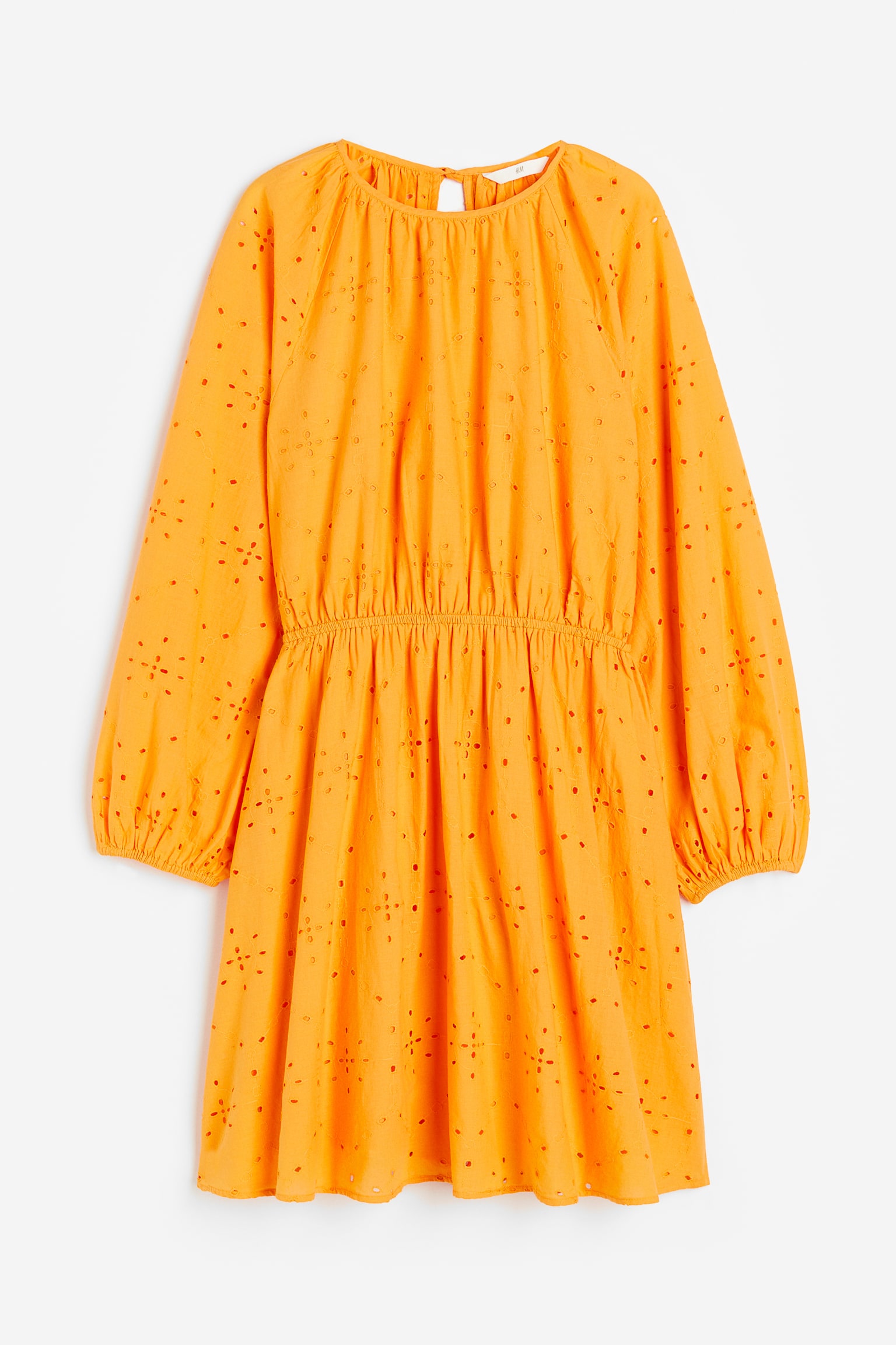 Broderie Anglaise Dress - Orange/White - 1