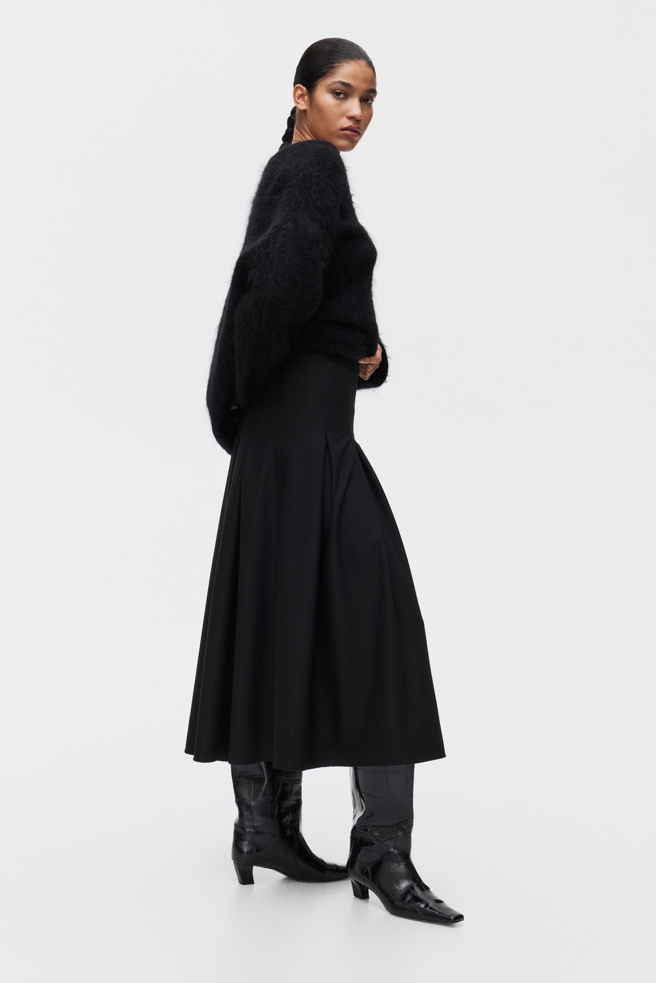 查看大圖: 百褶中長裙 - 黑色 - Ladies | H&M 1