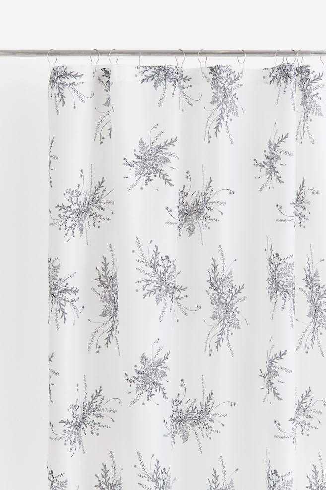 Tenda per doccia con stampa - Bianco/fiori - 1