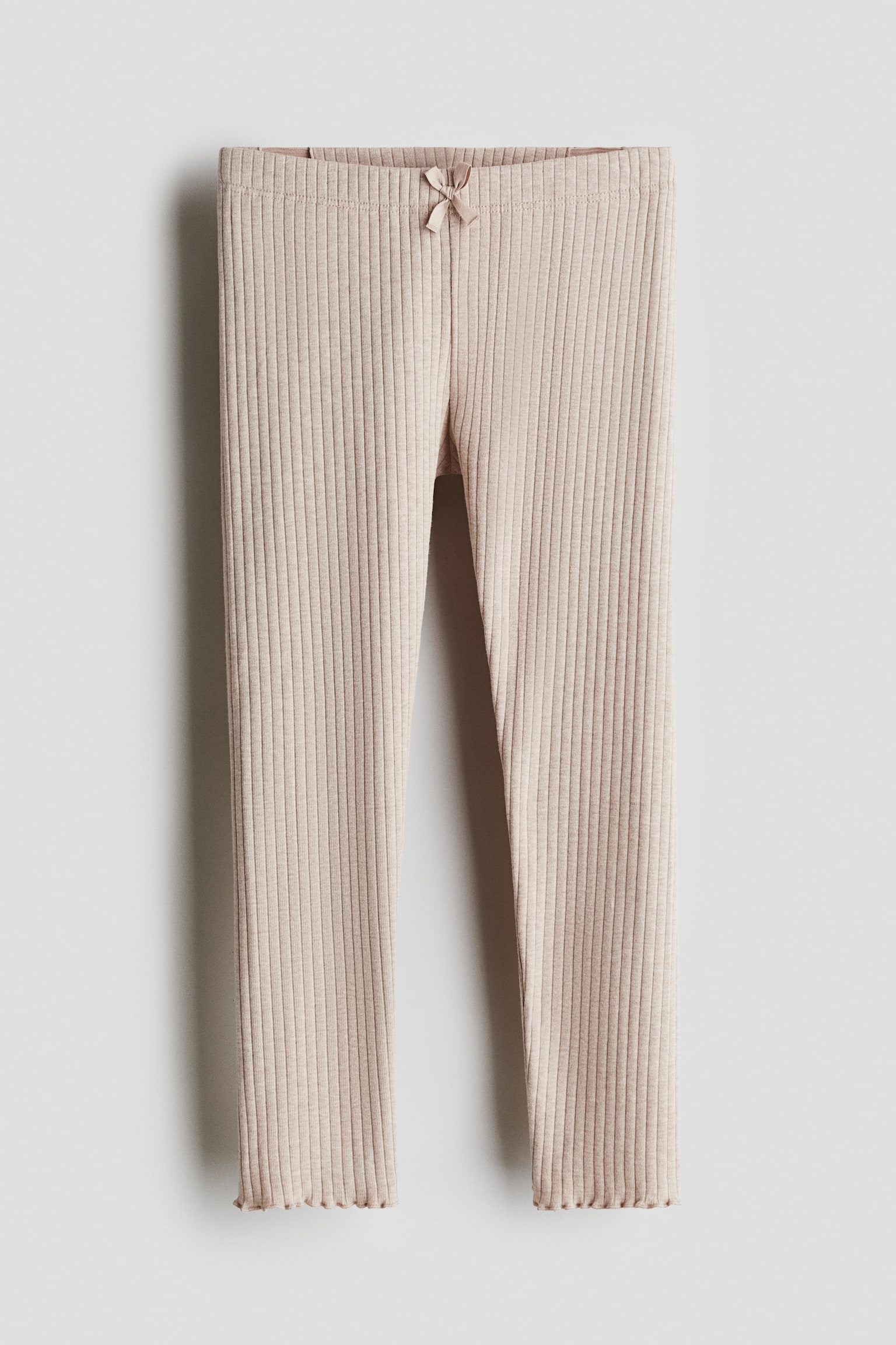 Детские леггинсы H&M Ribbed Cotton, цвет: Бежевый меланжевый — фото 1