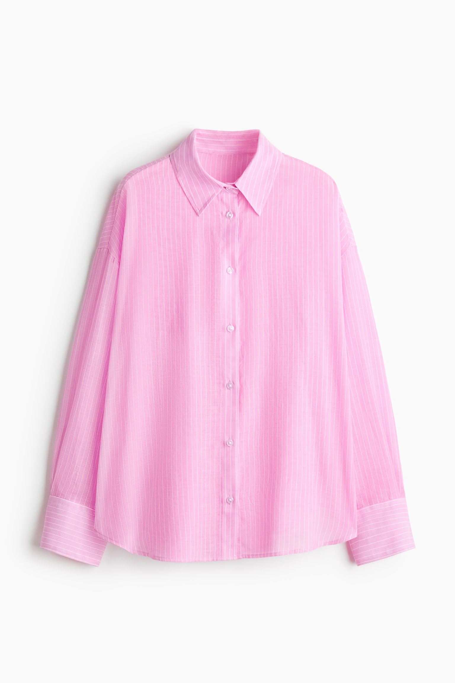 Cotton beach shirt - Pink/Pinstriped - 2