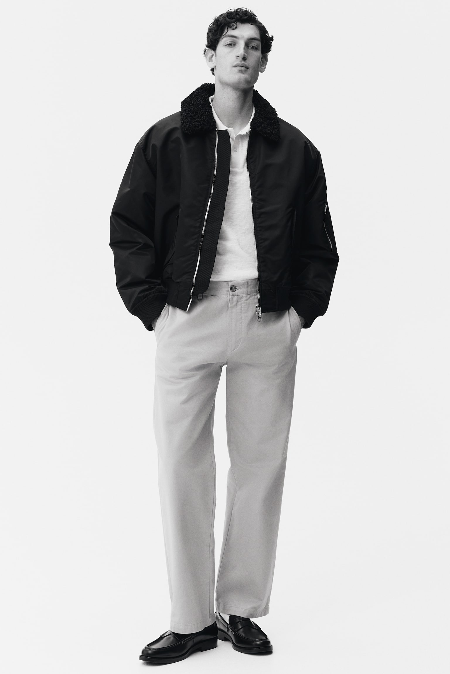 חולצת פולו מסריג ז'קארד Slim Fit - קרם - 7