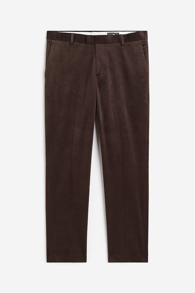 Pantaloni da completo in velluto Slim Fit - Marrone scuro/Blu navy - 1