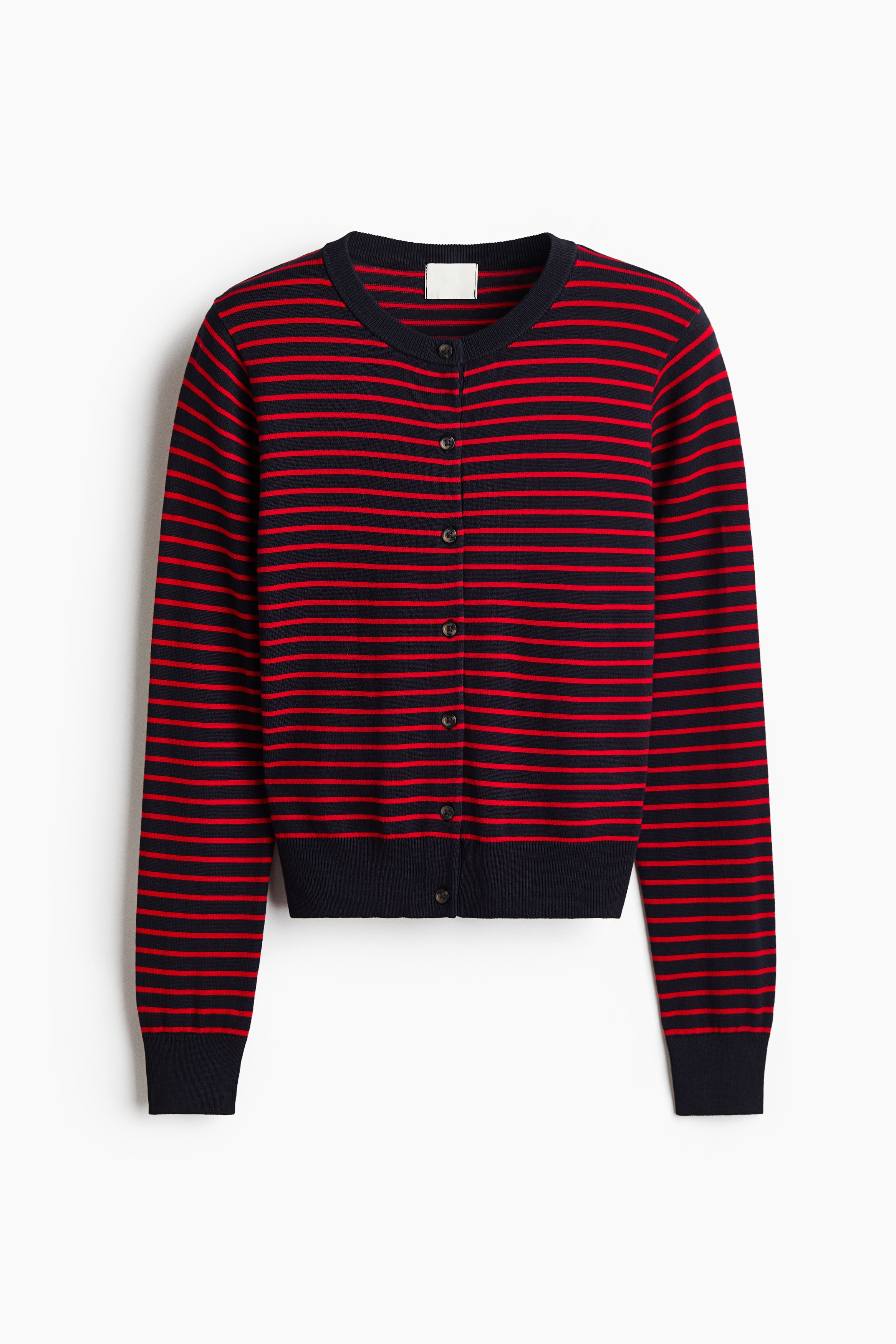 Knit Viscose-Blend Cardigan - Navy blue/red striped/Light pink/striped