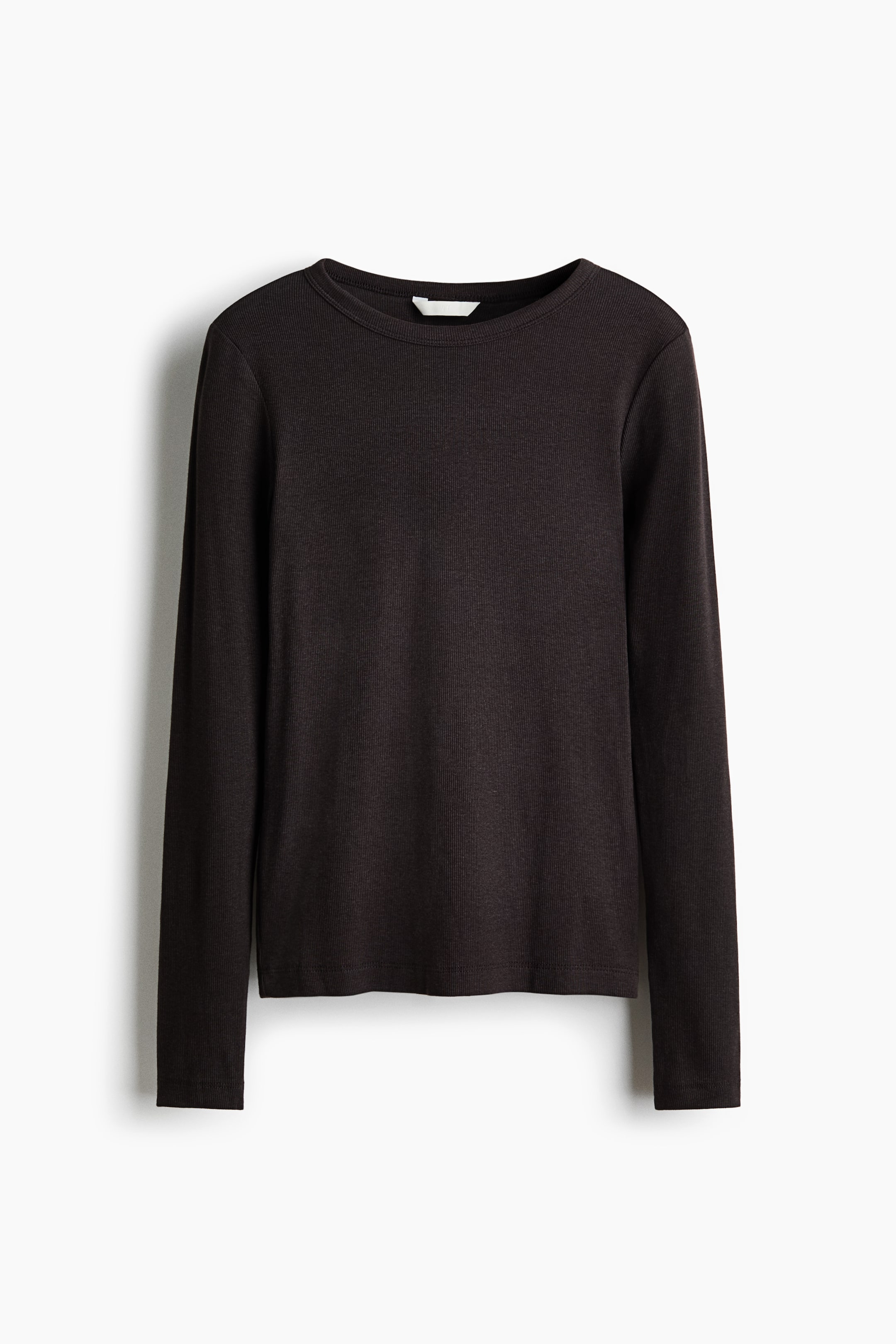 View larger image: Ribbed Cotton-Blend Top - Dark brown - Ladies | H&M US 5