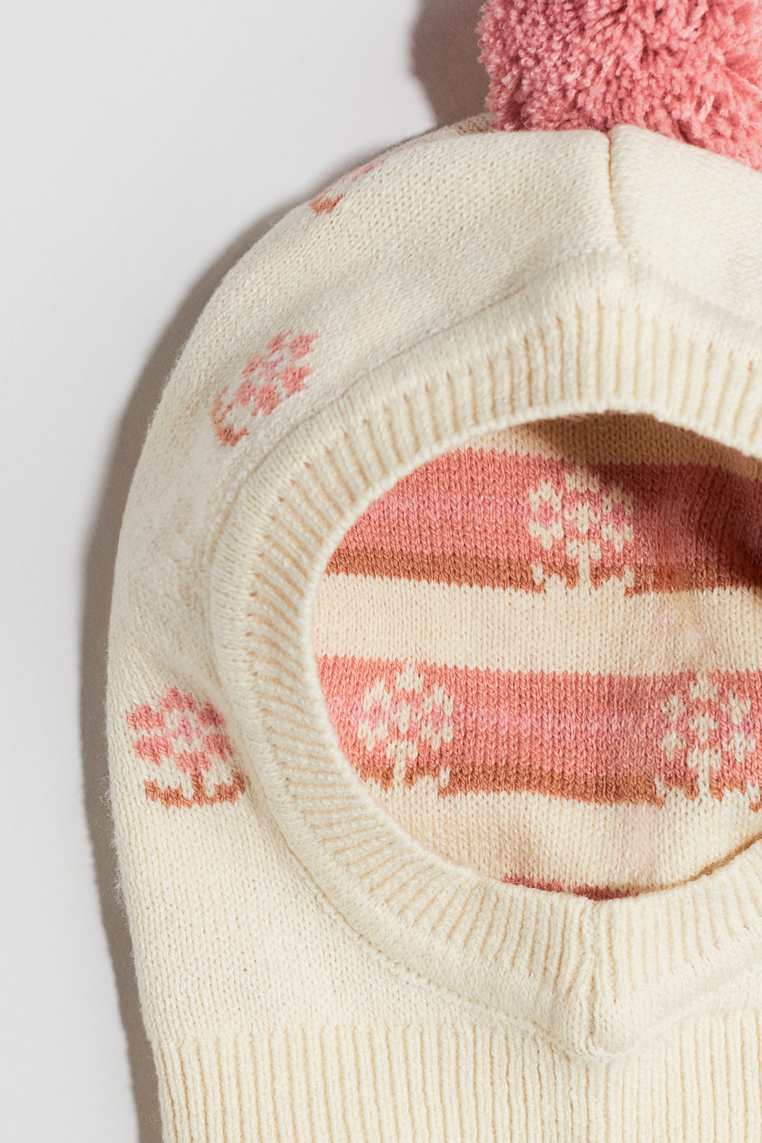 Fine-knit balaclava - White/Flowers - 2