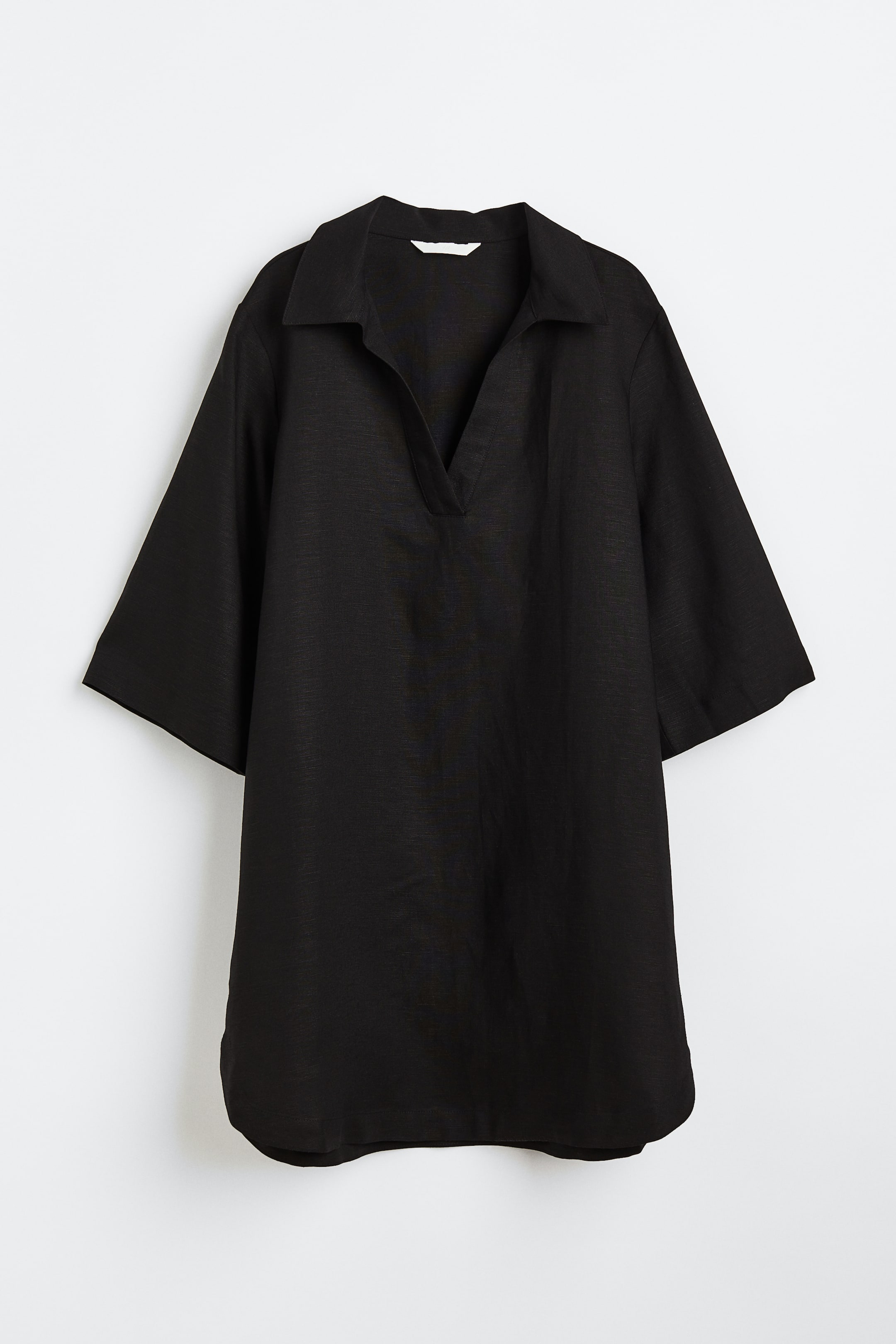 View larger image: Linen-blend collared dress - Black - Ladies | H&M MY 1