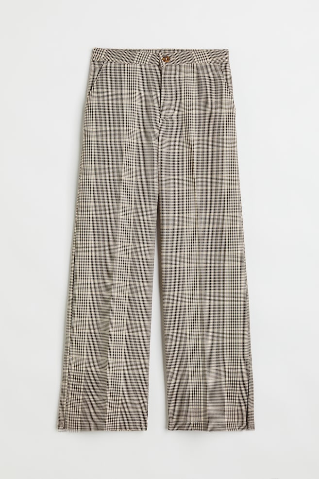 Tailored trousers - Light beige/Checked/Black/Checked - 1