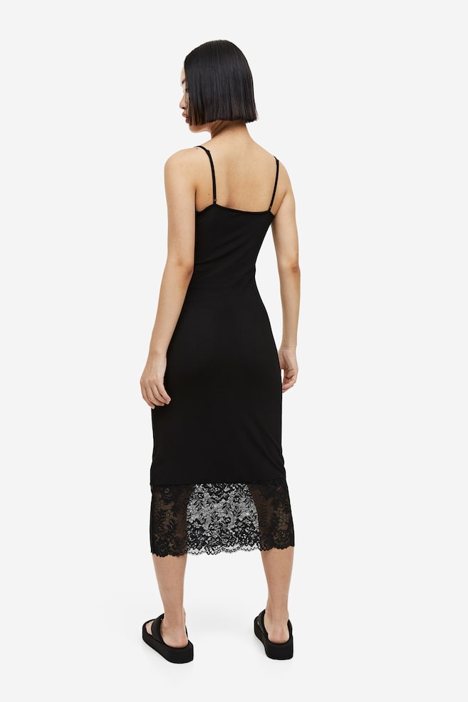 Lace-trimmed mesh dress - Black/Black/Floral - 6