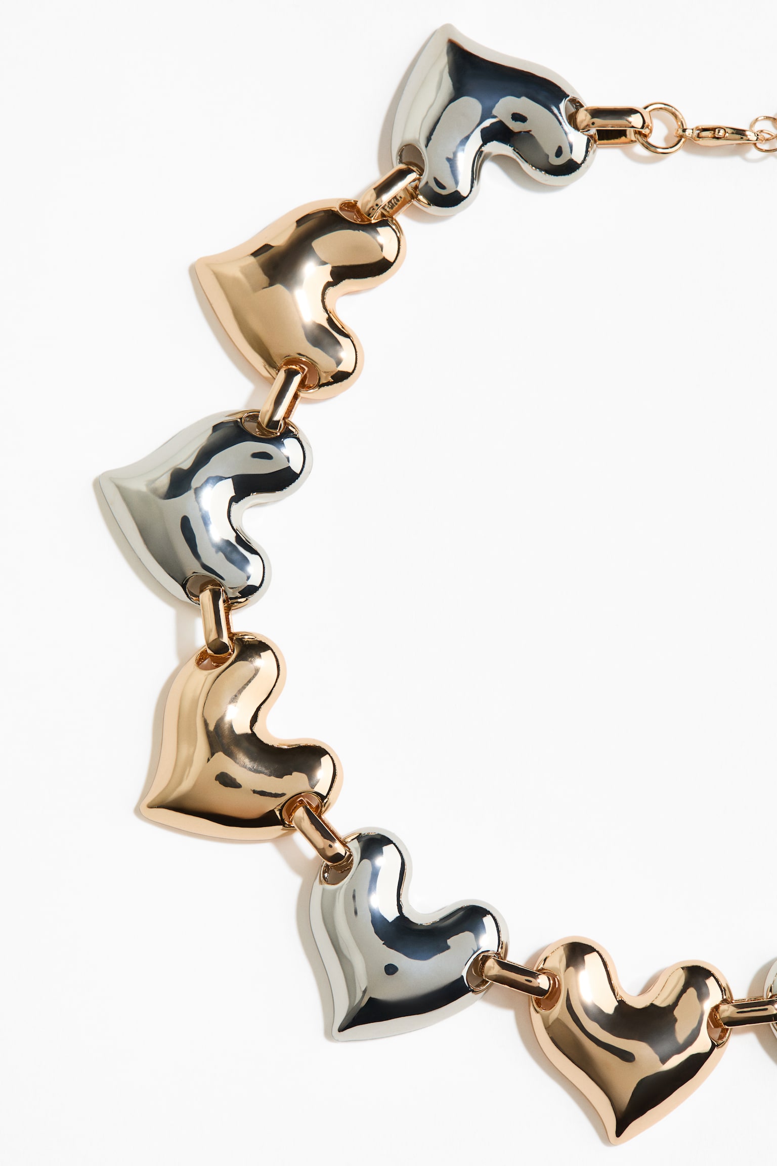 Collier chaîne avec maillons cœurs - Doré/argenté - 4