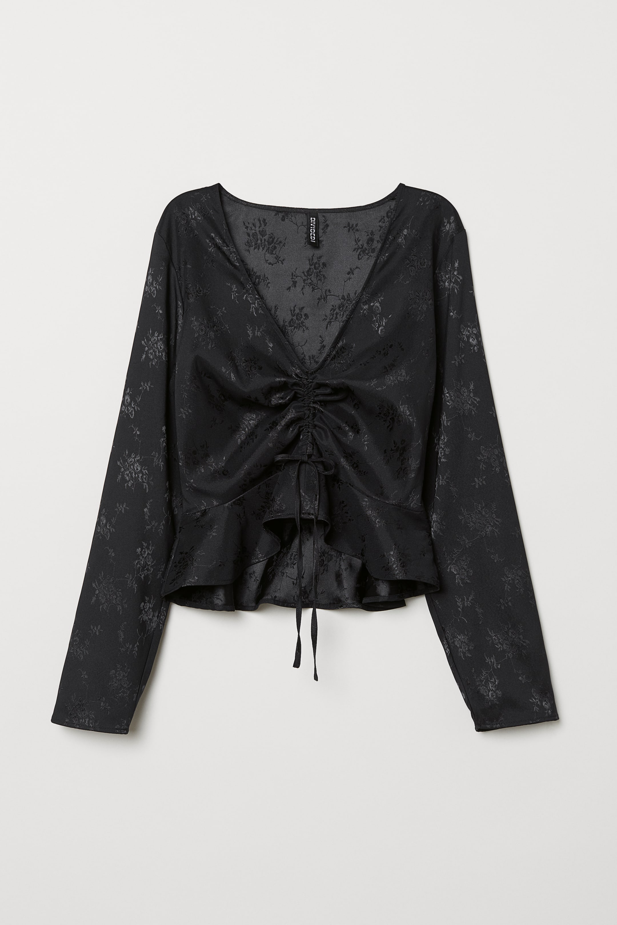 Agrandir l'image: Blouse en tissu jacquard - Noir/fleuri - FEMME | H&M FR 1