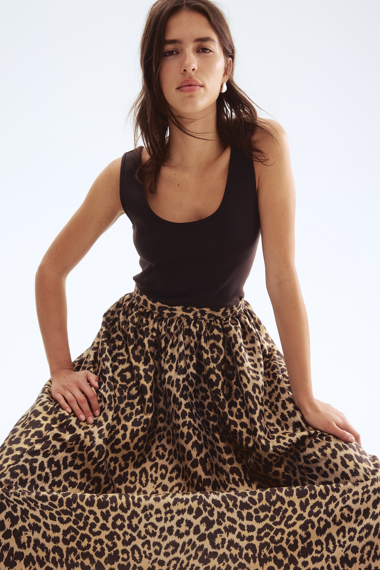 Women's Beige/leopard print Jacquard-Weave Skirt H&M CA