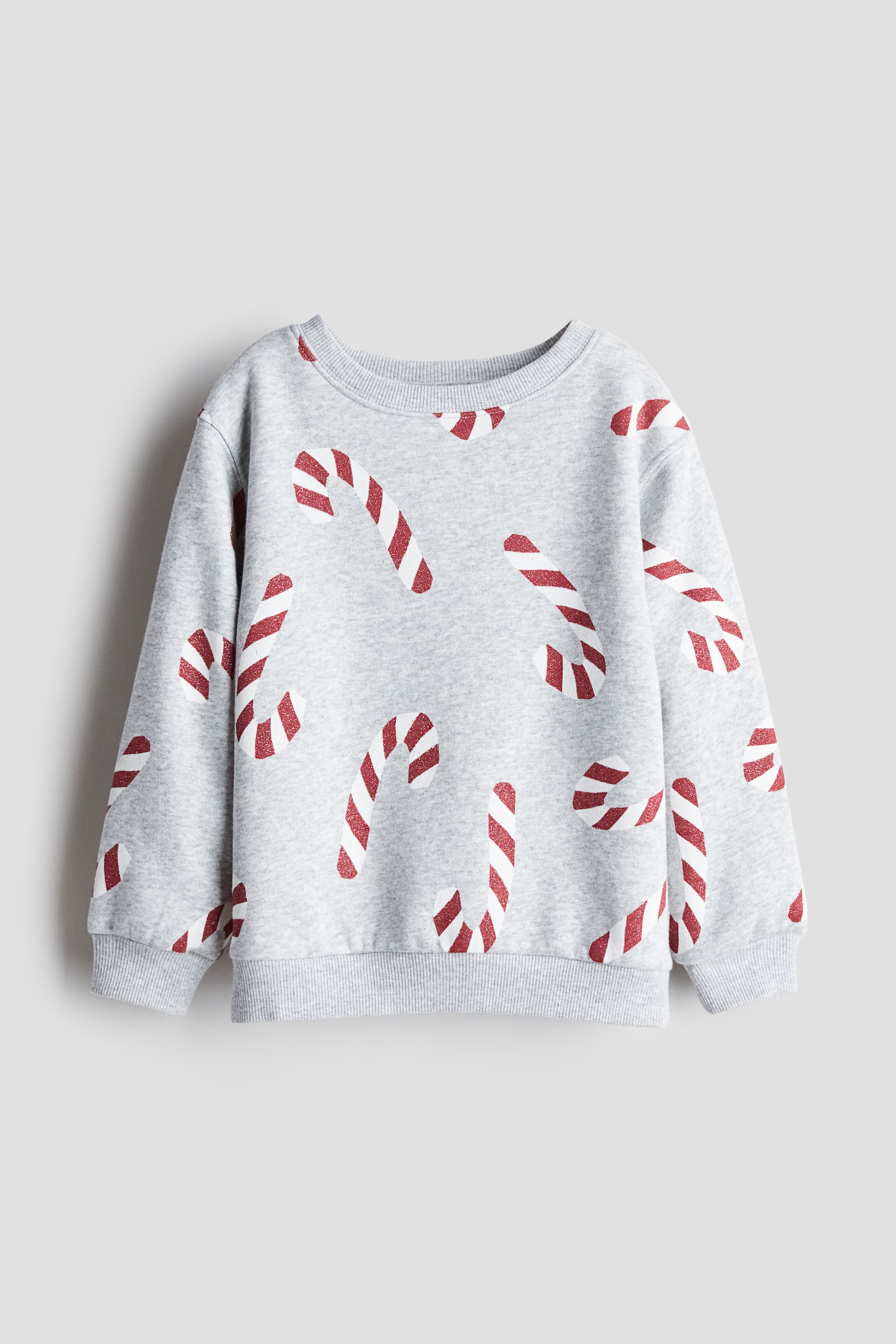 Sweatshirt - Ljusgrå/Polkagriskäppar/Ljusrosa/Renar/Ljusblå/Kaniner/Crèmevit/Hästar/Ljusgrå/Mönstrad/Brun/Leopardmönstrad/Vit/Prickig/Lila/Isbjörn/Beige/Räv/Ljuslila/Enhörning/Svart/Vit/Rosetter - 1