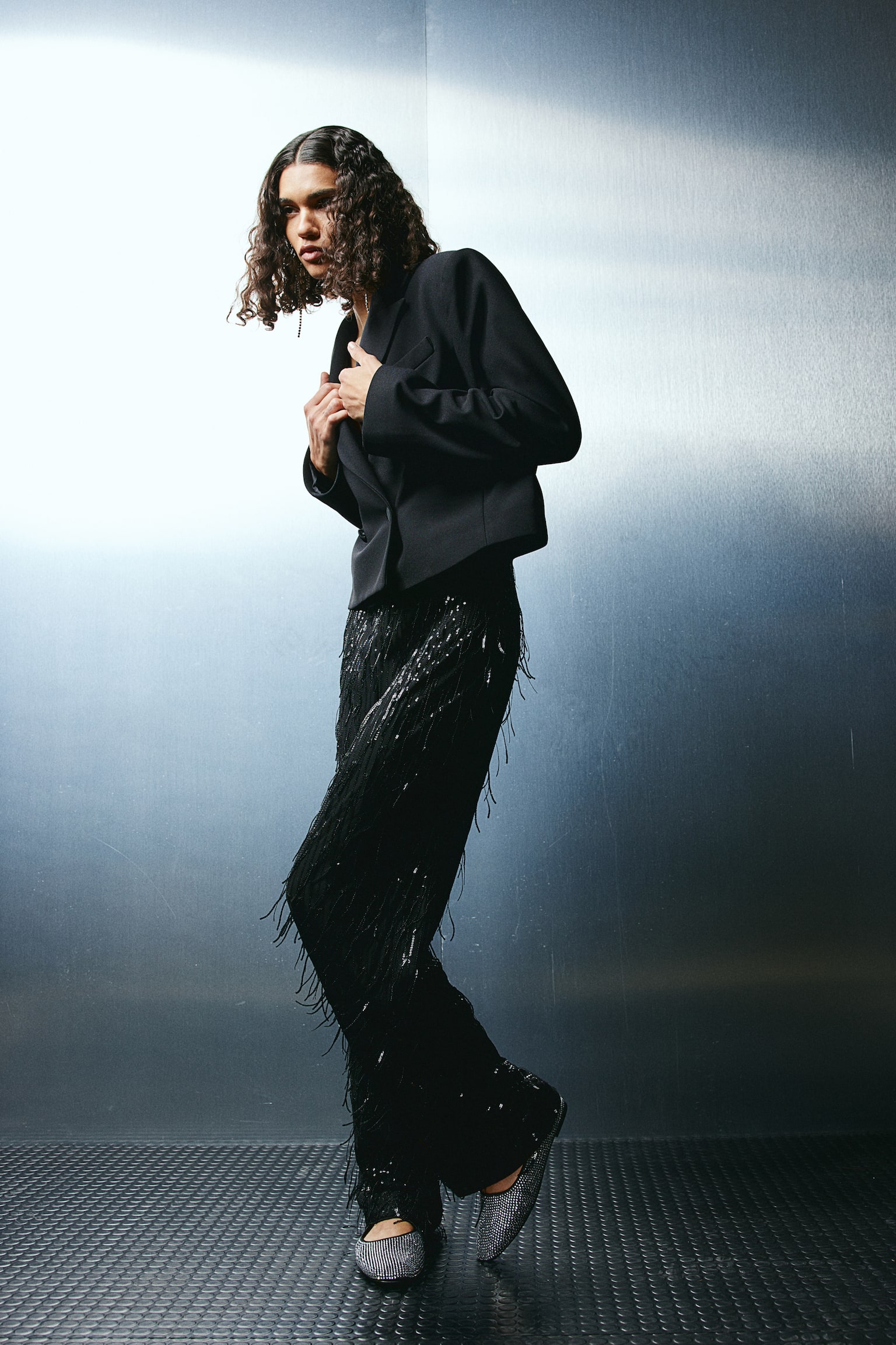 Sequined trousers - Black - 1