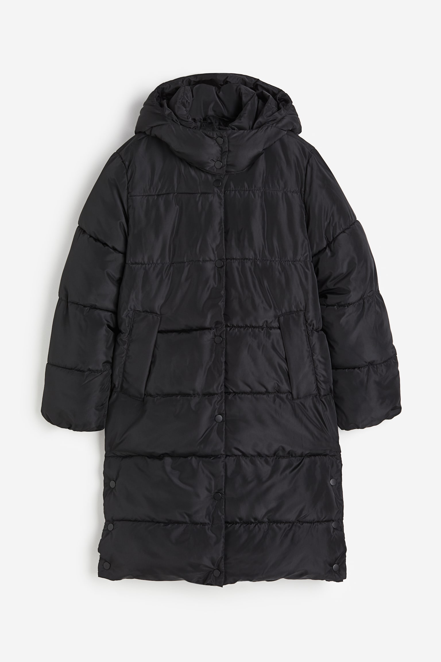 Long Puffer Jacket - Black/Khaki green - 1