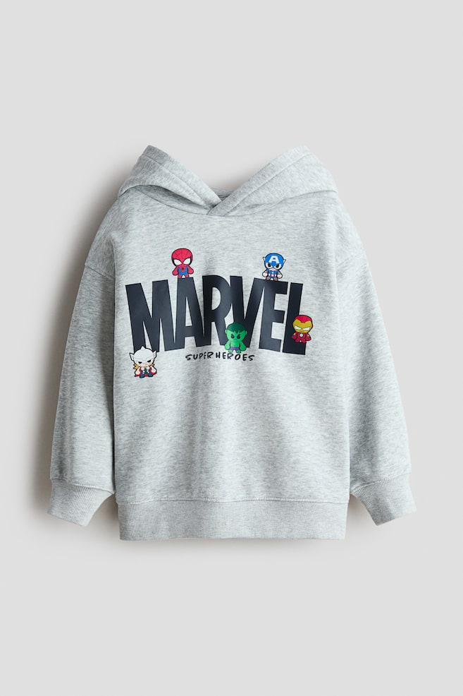 Sudadera con capucha y motivo estampado - Gris jaspeado/Cómics de Marvel/Verde/Minecraft/Azul claro/Bluey/Beige claro/Patrulla Canina/Azul/Sonic el erizo - 1