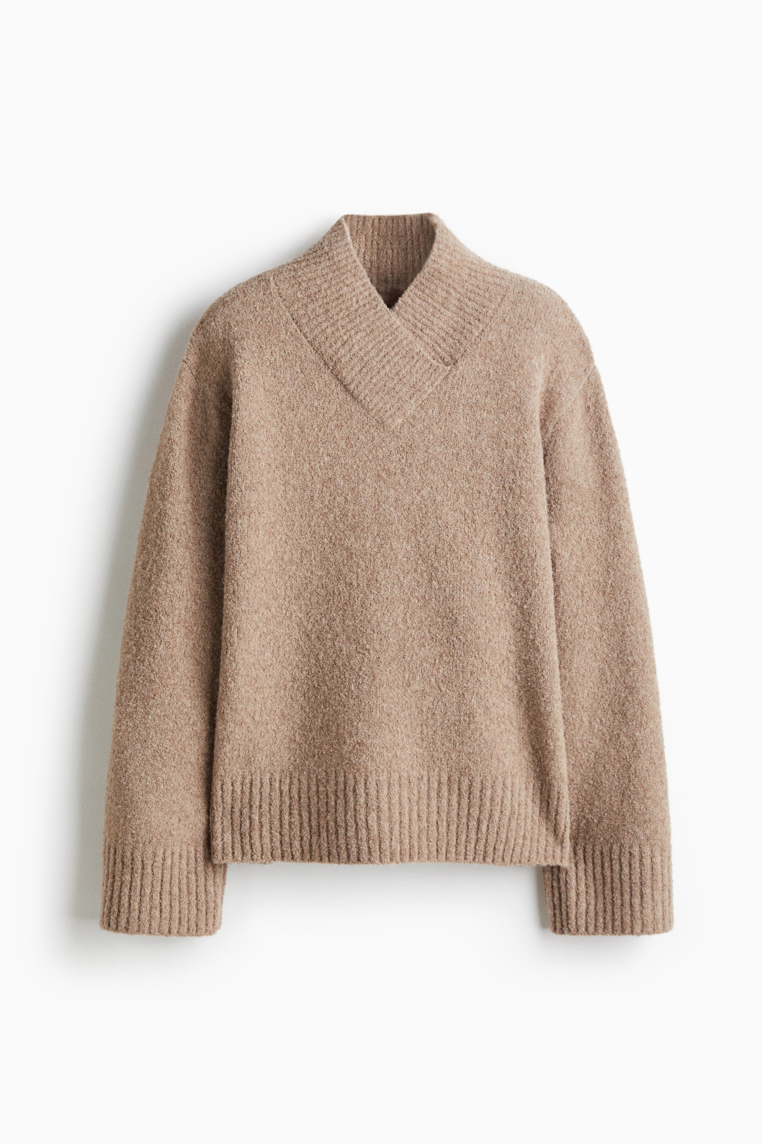 Wool-blend V-neck jumper - Beige marl - 2