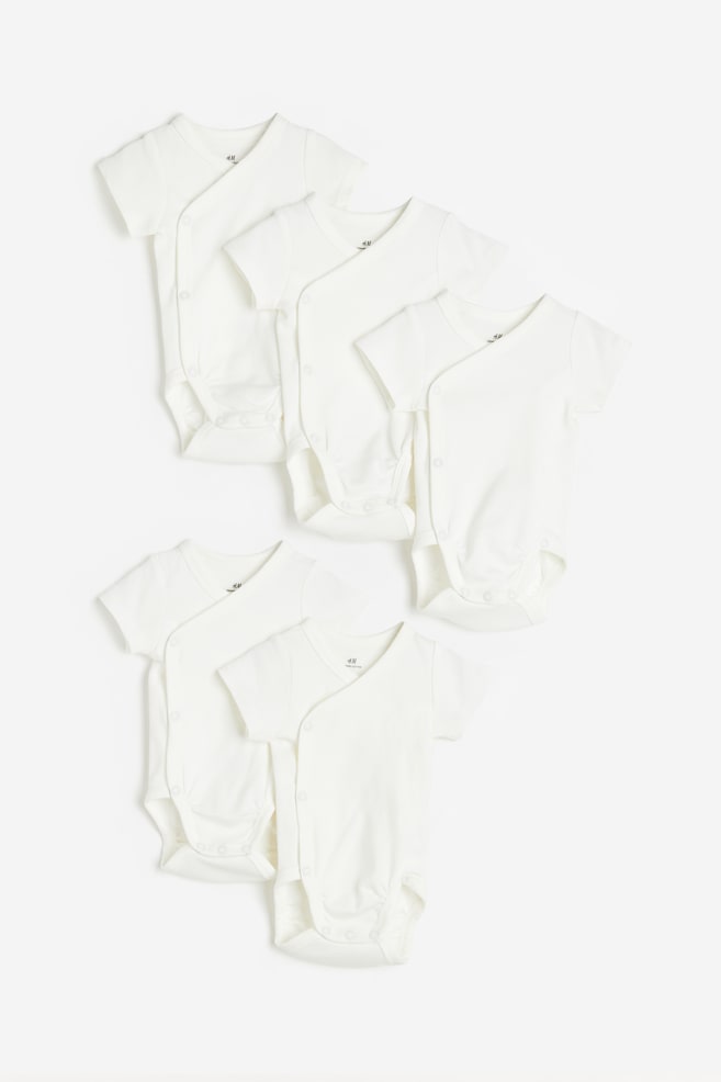 5-pack cotton bodysuits - White/Light beige/White/Dark blue/Blue/Purple/Powder pink