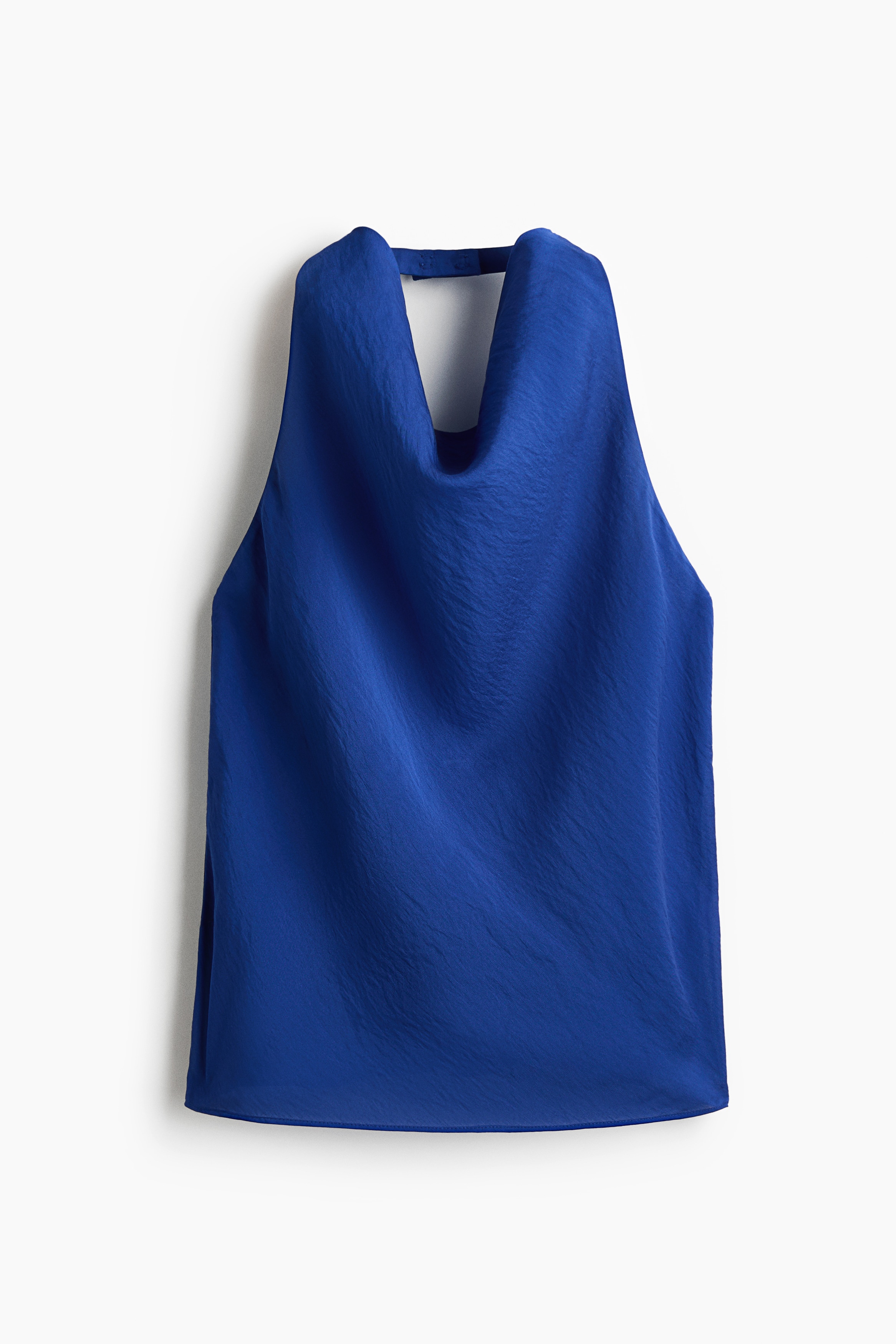 Top halter con escote drapeado - Azul/Beige/Franjas