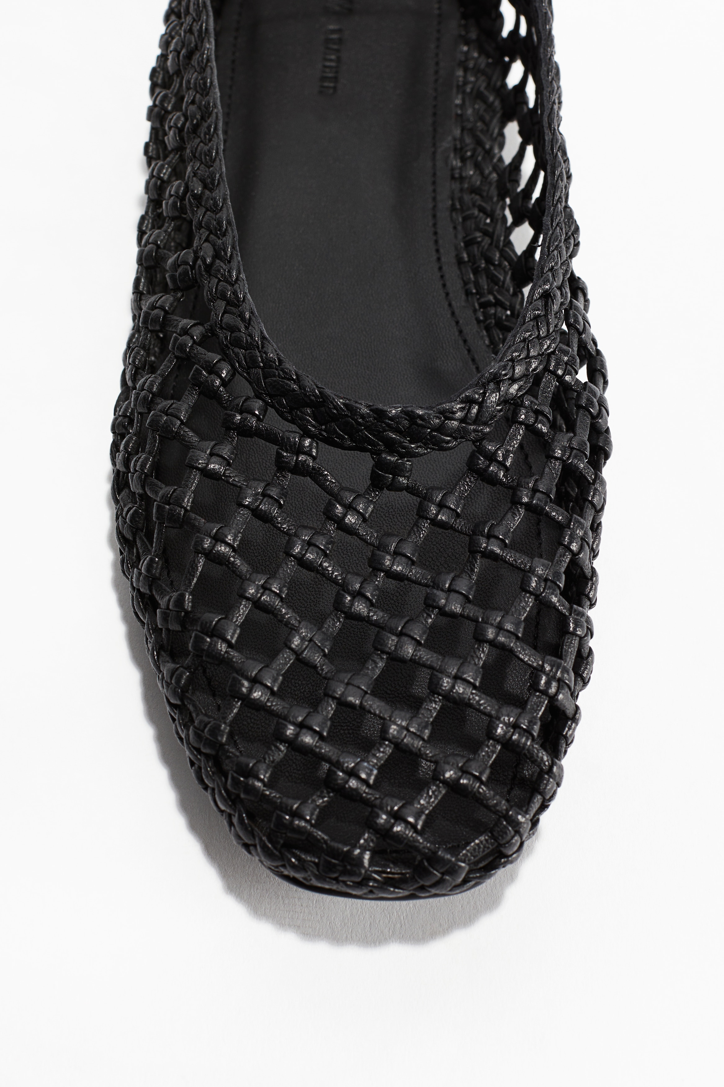 Braided leather ballet pumps