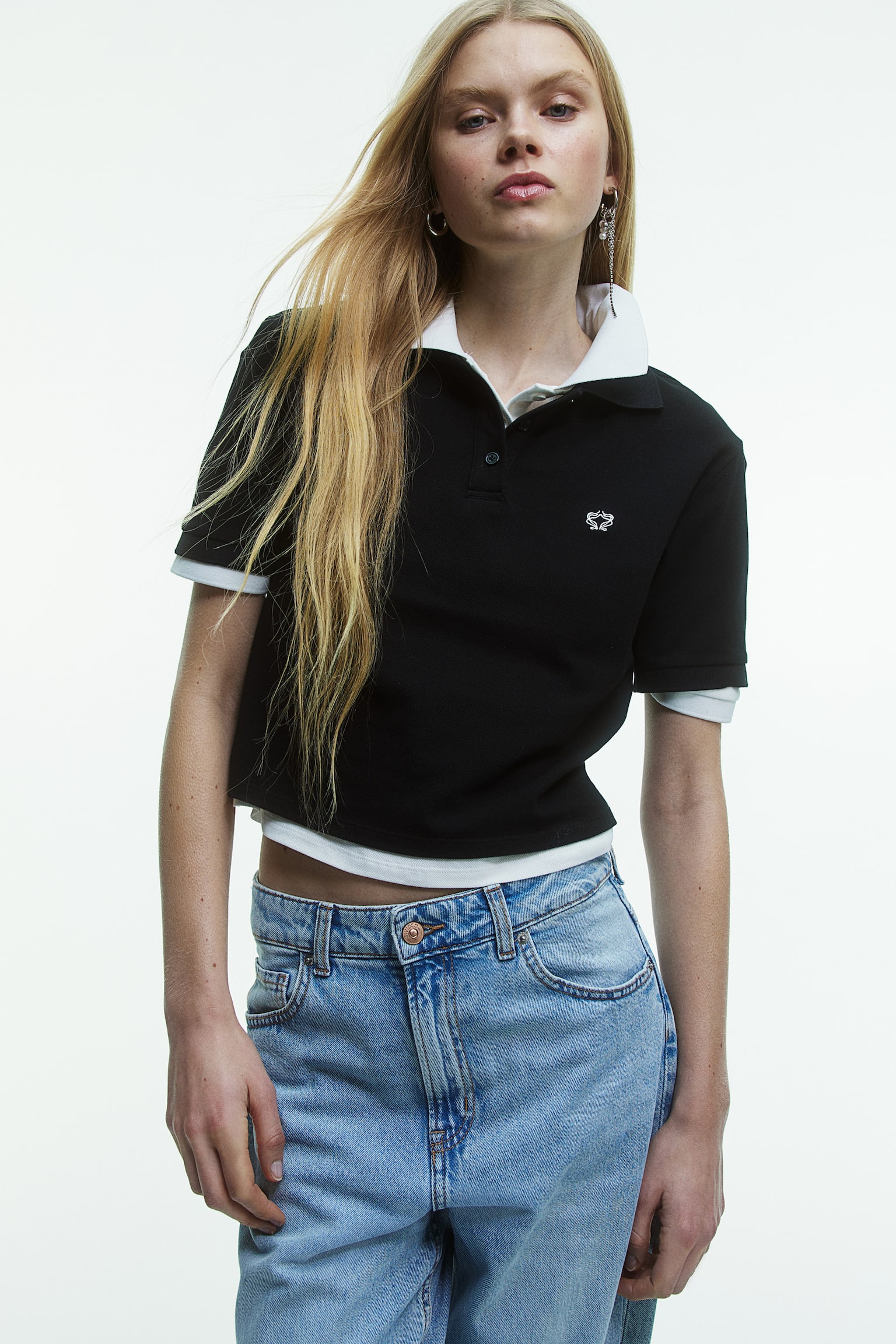 Short Piqué Polo Shirt - Black/Cream - 3