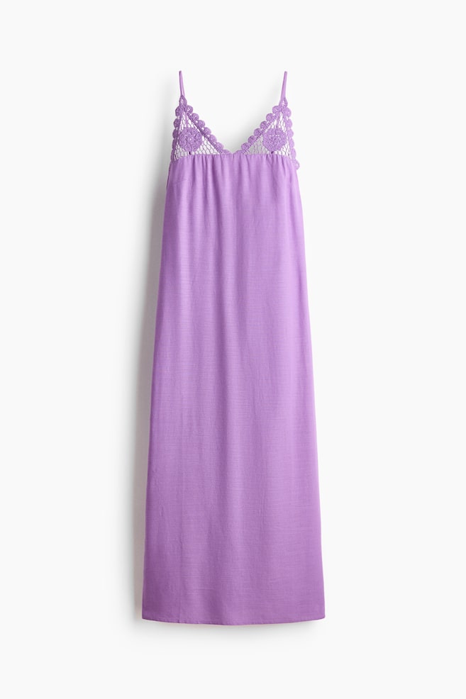 Vestido de estilo crochet em mistura de linho - Lilás - 1