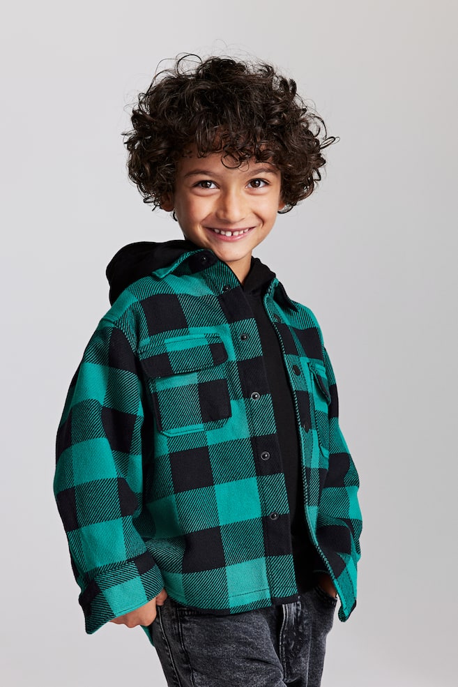 2-piece hoodie and shirt set - Green/Checked - 2