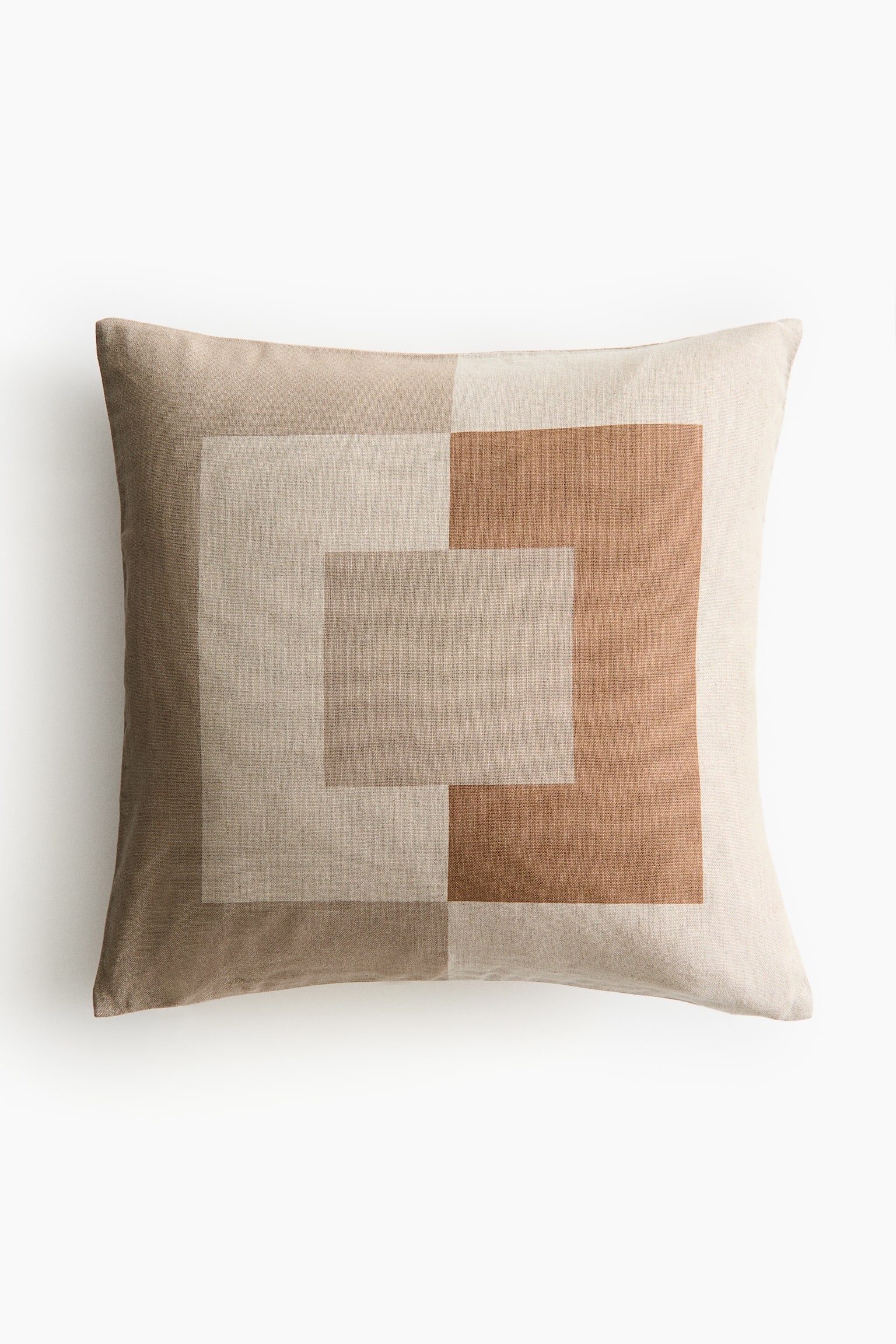 Linen-blend cushion cover - Beige/Brown/Sage green/Beige - 1