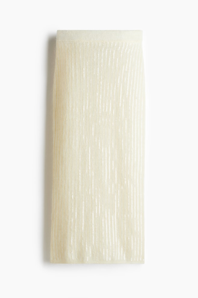 Falda en mezcla de mohair con lentejuelas - Crema - 1