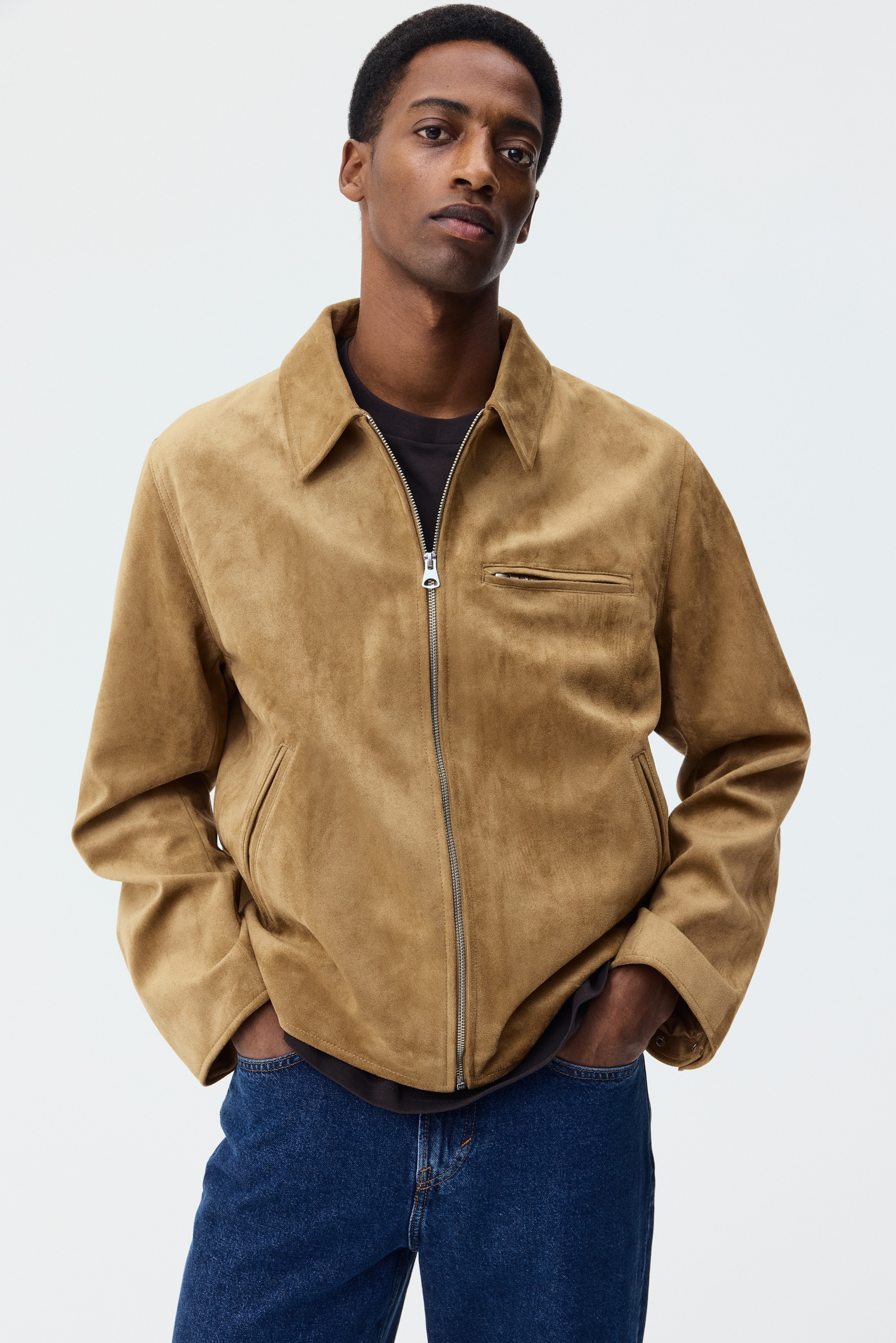 Jacket with Collar - Dark beige - Men | H&M US