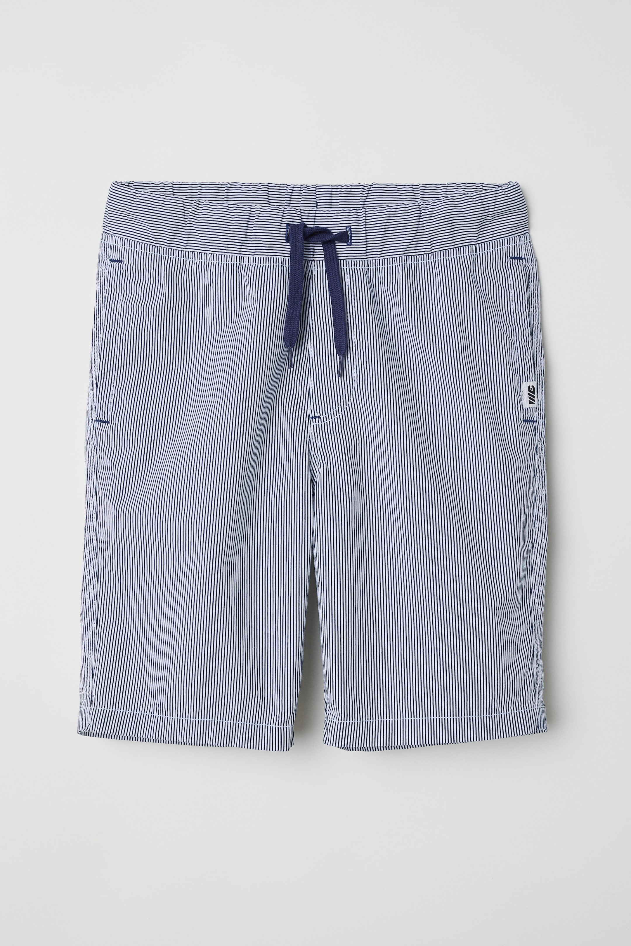 View larger image: Generous Fit cotton shorts - Dark blue/White striped - Kids | H&M GB 1