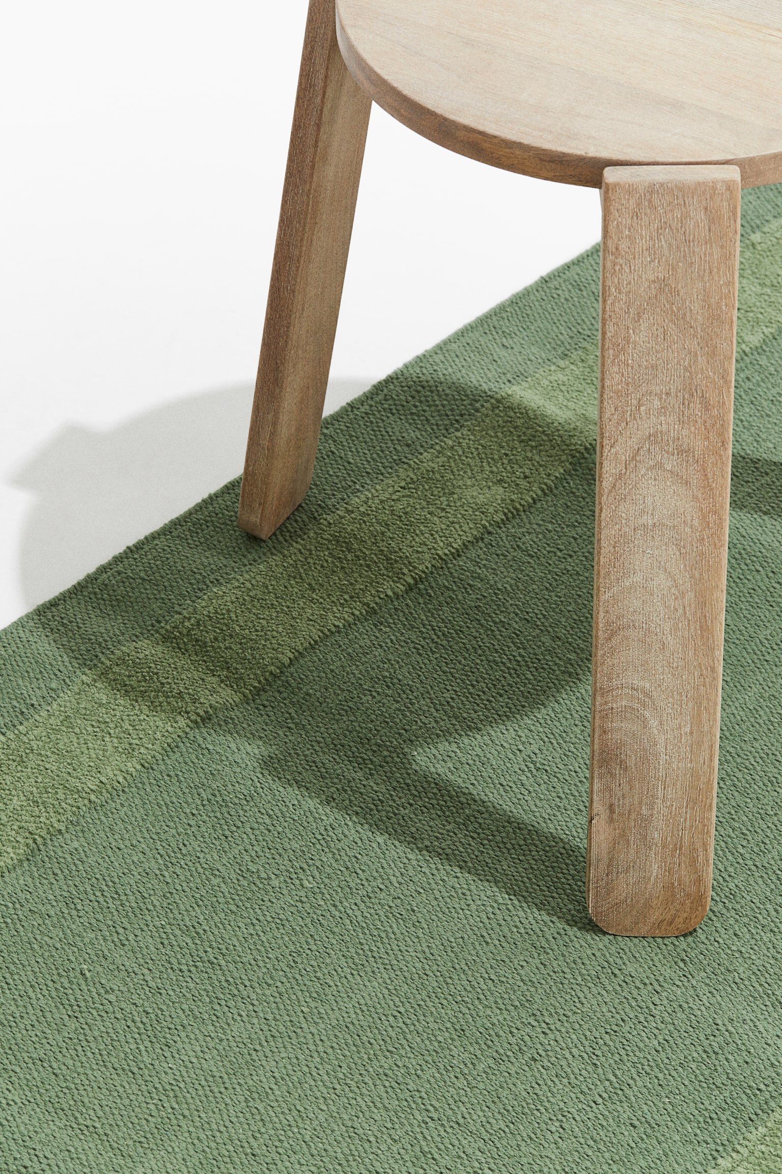 Flat weave cotton runner rug - Moss green/Light beige/Beige - 4