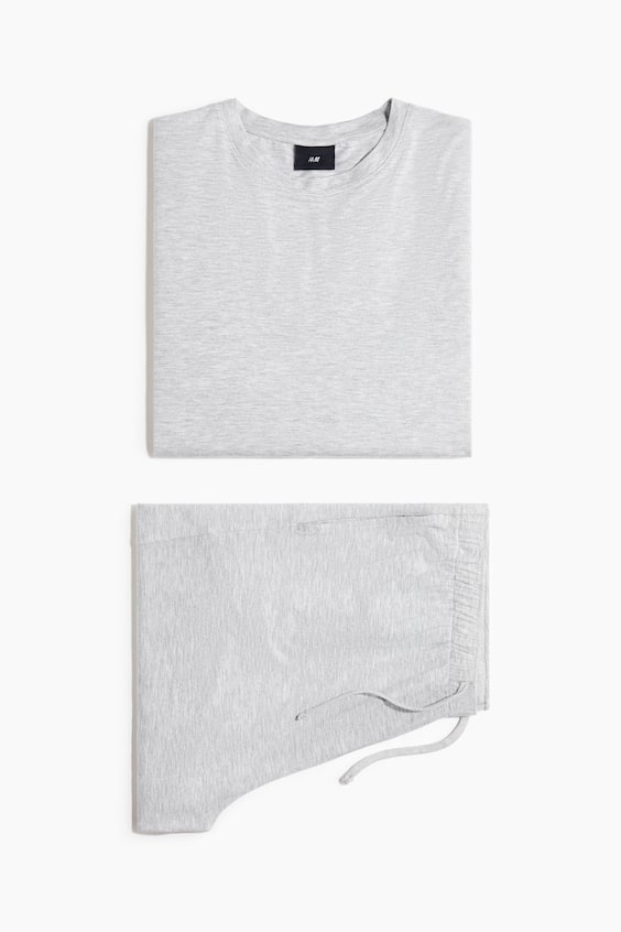 Пижама для мужчин, джерси — H&M, цвет: Светлый серый меланжевый