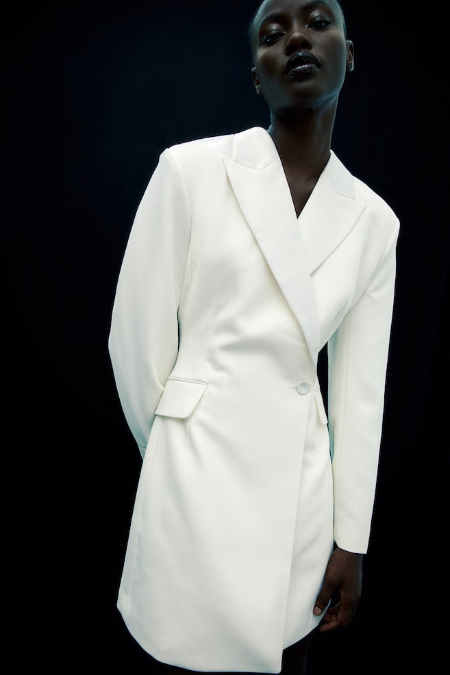 Fitted blazer dress - White/Black - 1