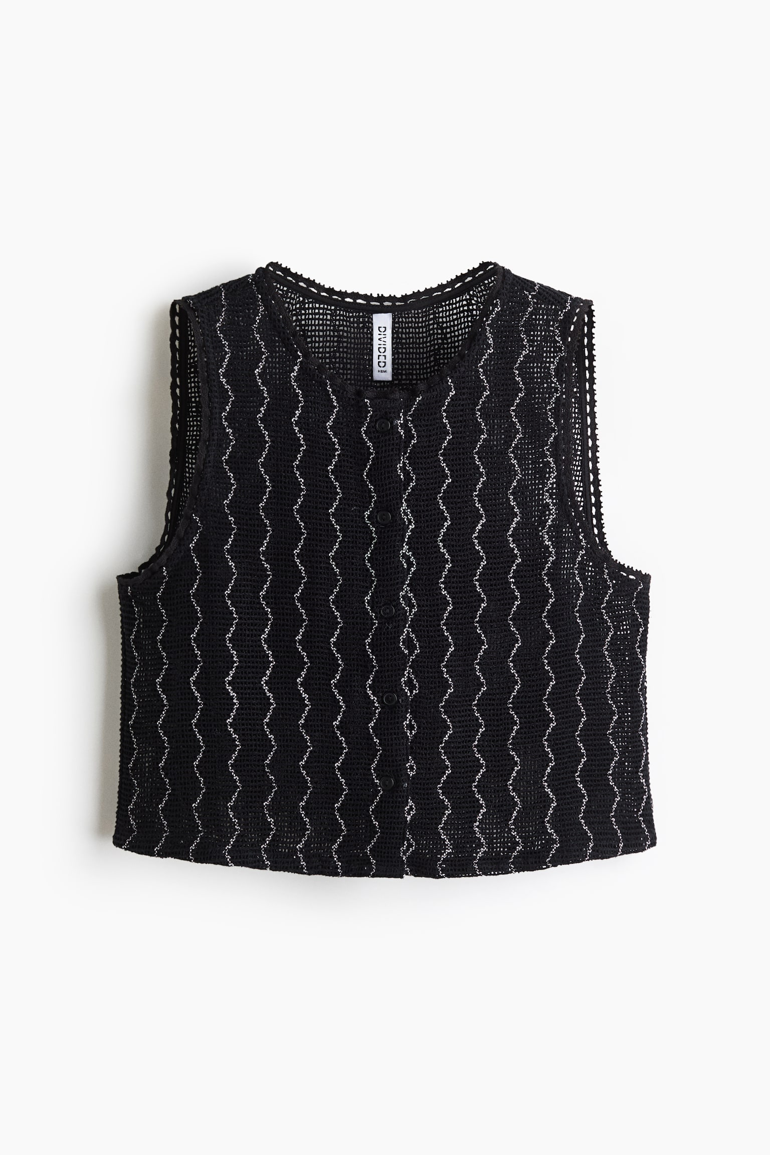 Женский жилет H&M Crochet-Look Vest, цвет: Угольный серый / Белый — фото 1